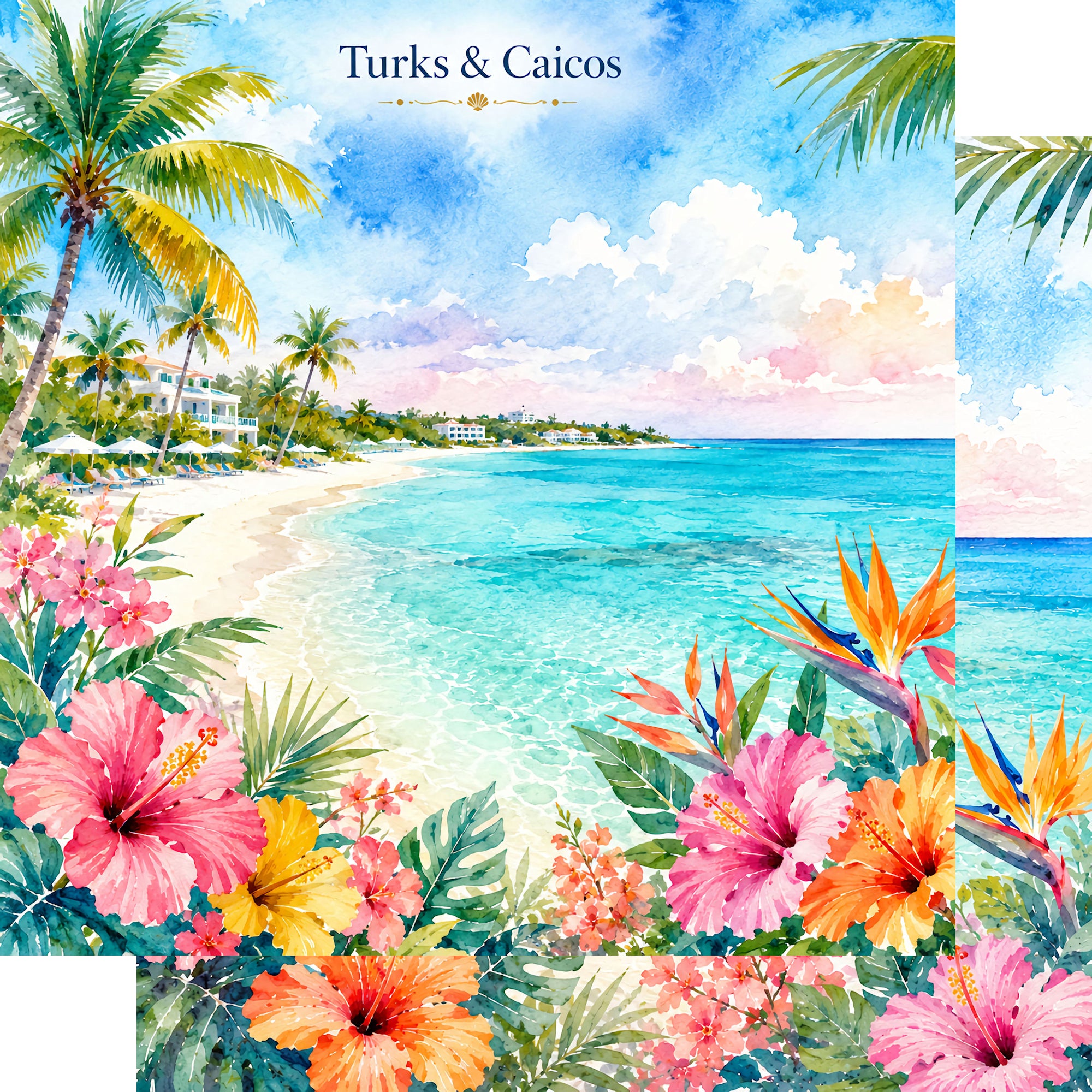 Vacation Vibes Collection Turks and Caicos 12 x 12 Double-Sided Scrapbook Paper by SSC Designs