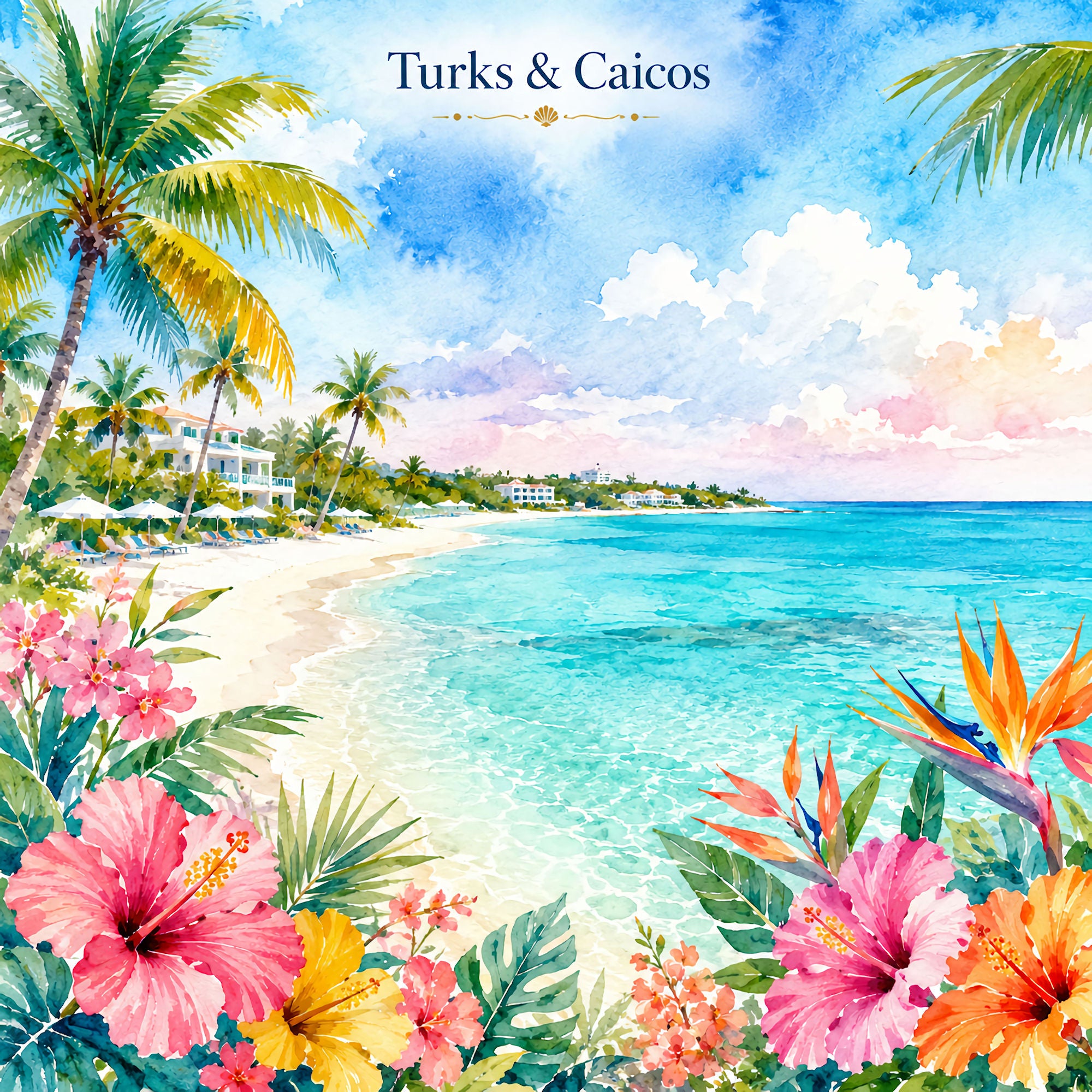 Vacation Vibes Collection Turks and Caicos 12 x 12 Double-Sided Scrapbook Paper by SSC Designs