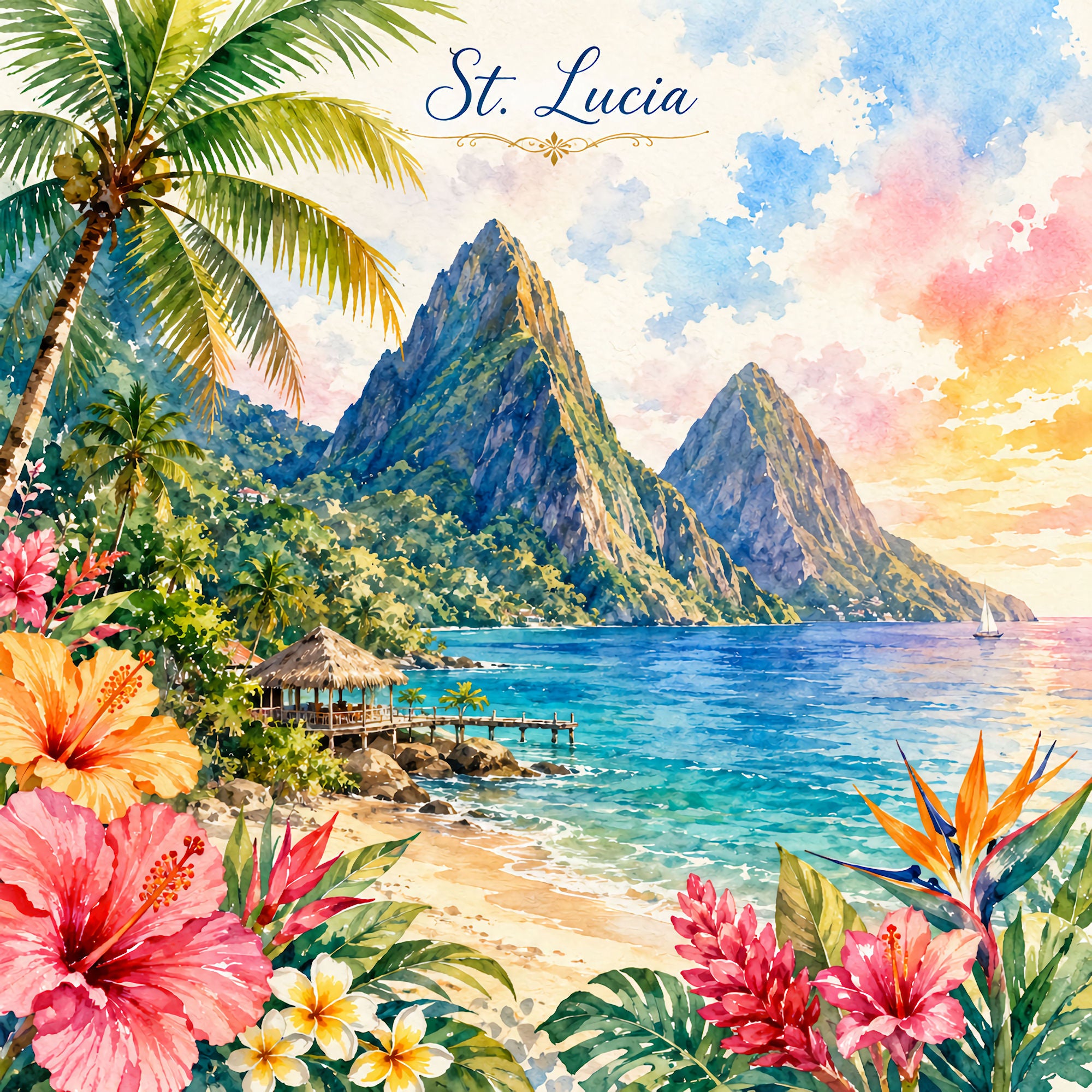 Vacation Vibes Collection St. Lucia Memories 12 x 12 Double-Sided Scrapbook Paper by SSC Designs