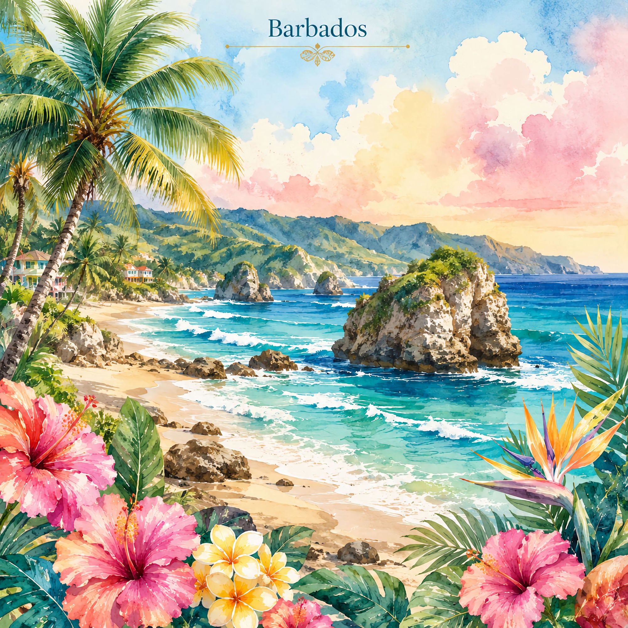 Vacation Vibes Collection Barbadoes Beaches 12 x 12 Double-Sided Scrapbook Paper by SSC Designs