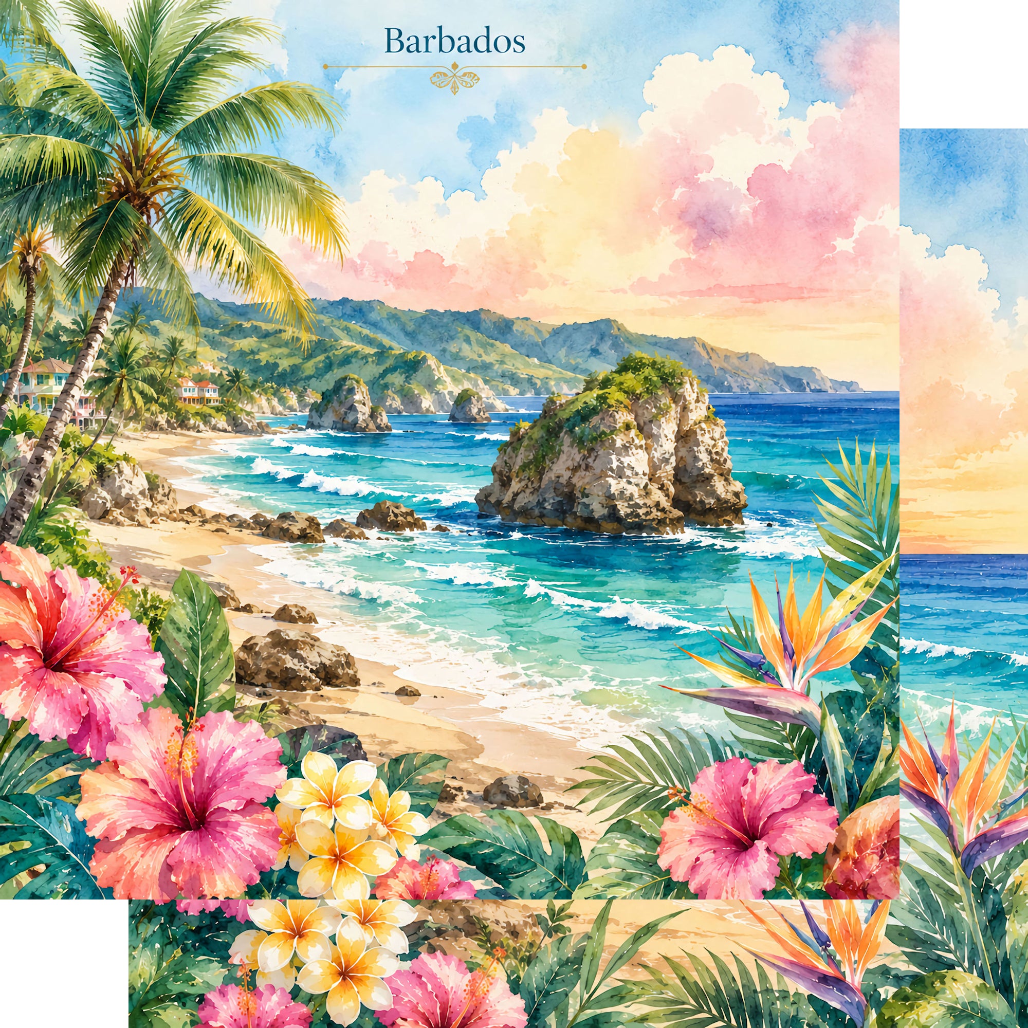 Vacation Vibes Collection Barbadoes Beaches 12 x 12 Double-Sided Scrapbook Paper by SSC Designs