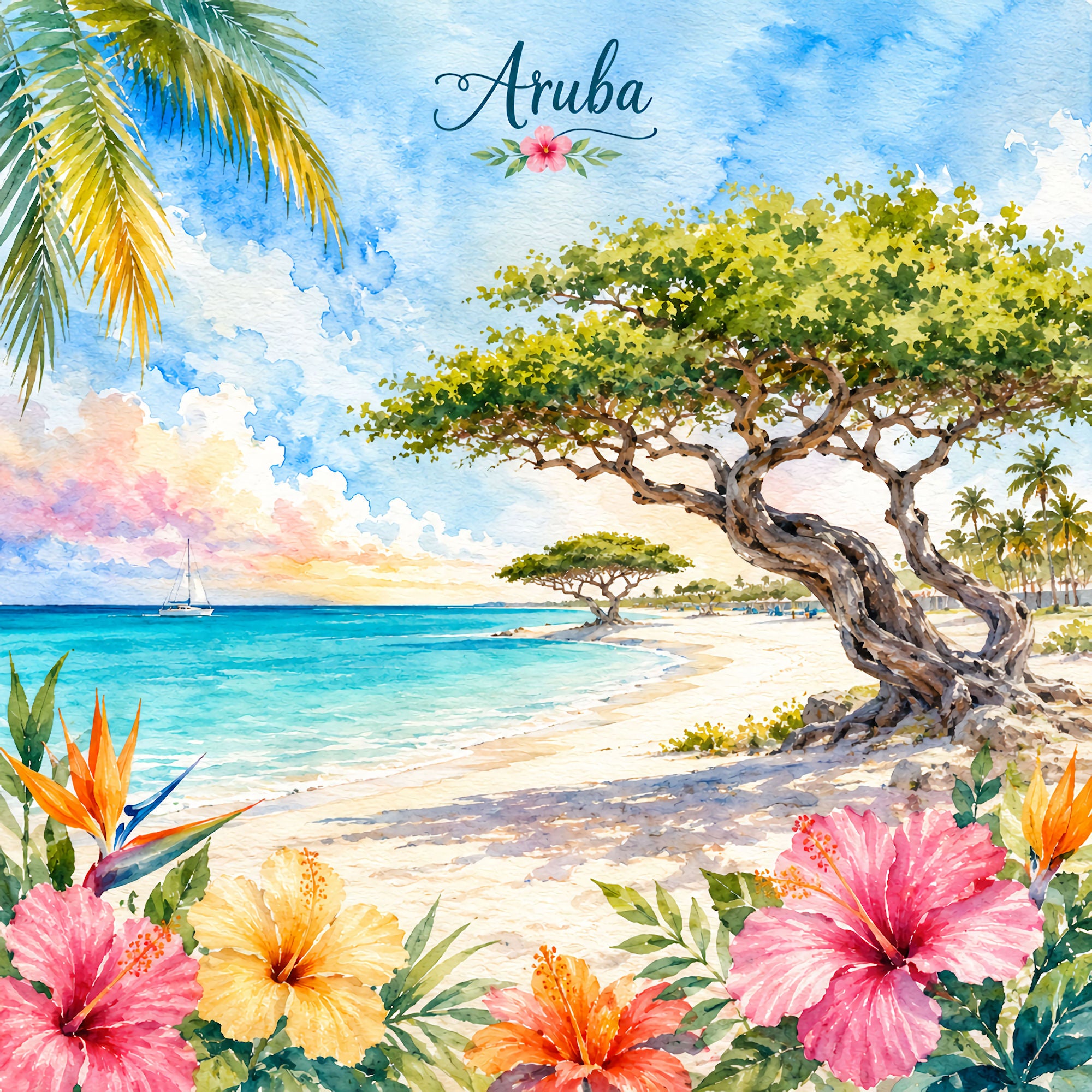 Vacation Vibes Collection Aruba Adventures 12 x 12 Double-Sided Scrapbook Paper by SSC Designs