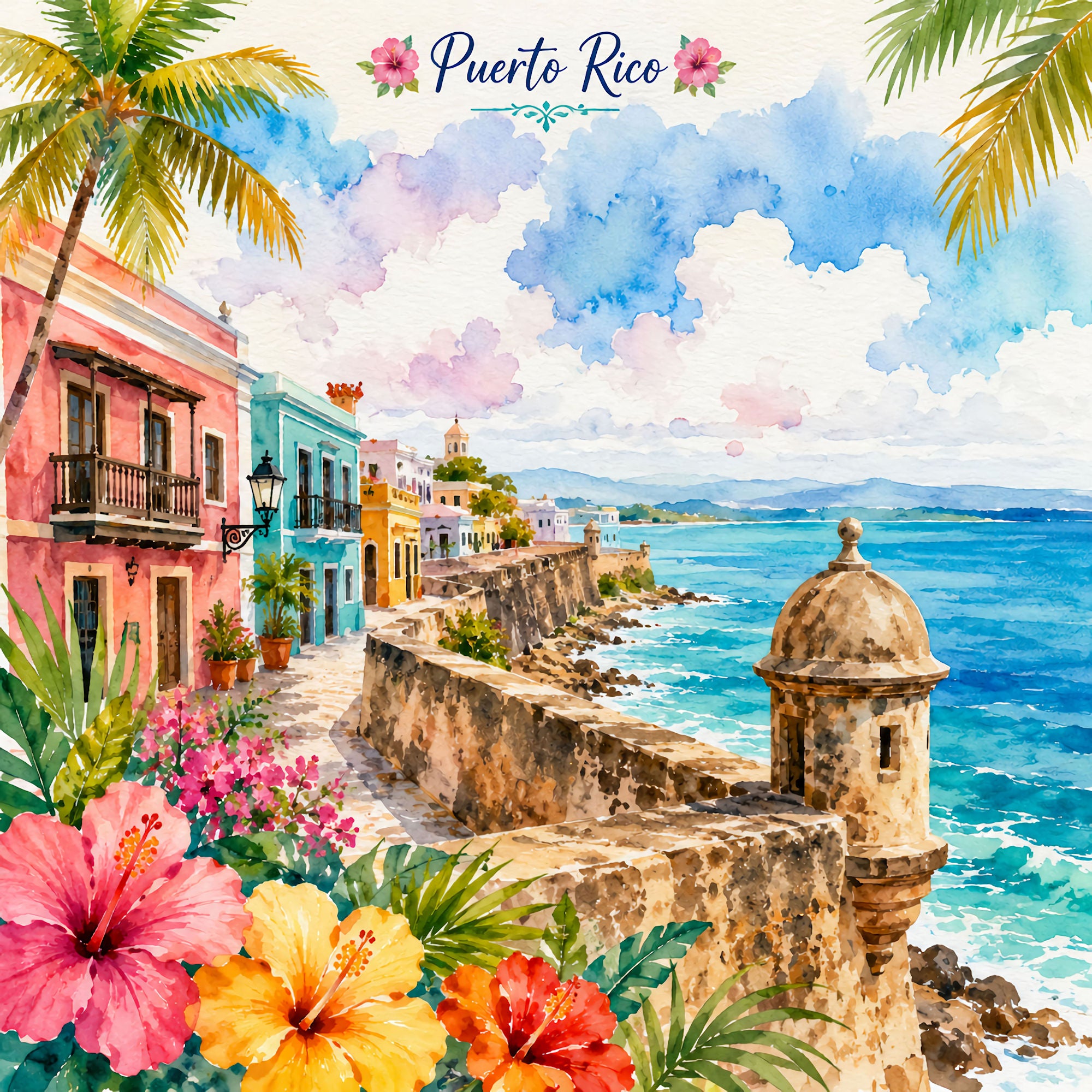 Vacation Vibes Collection Puerto Rico Paradise 12 x 12 Double-Sided Scrapbook Paper by SSC Designs
