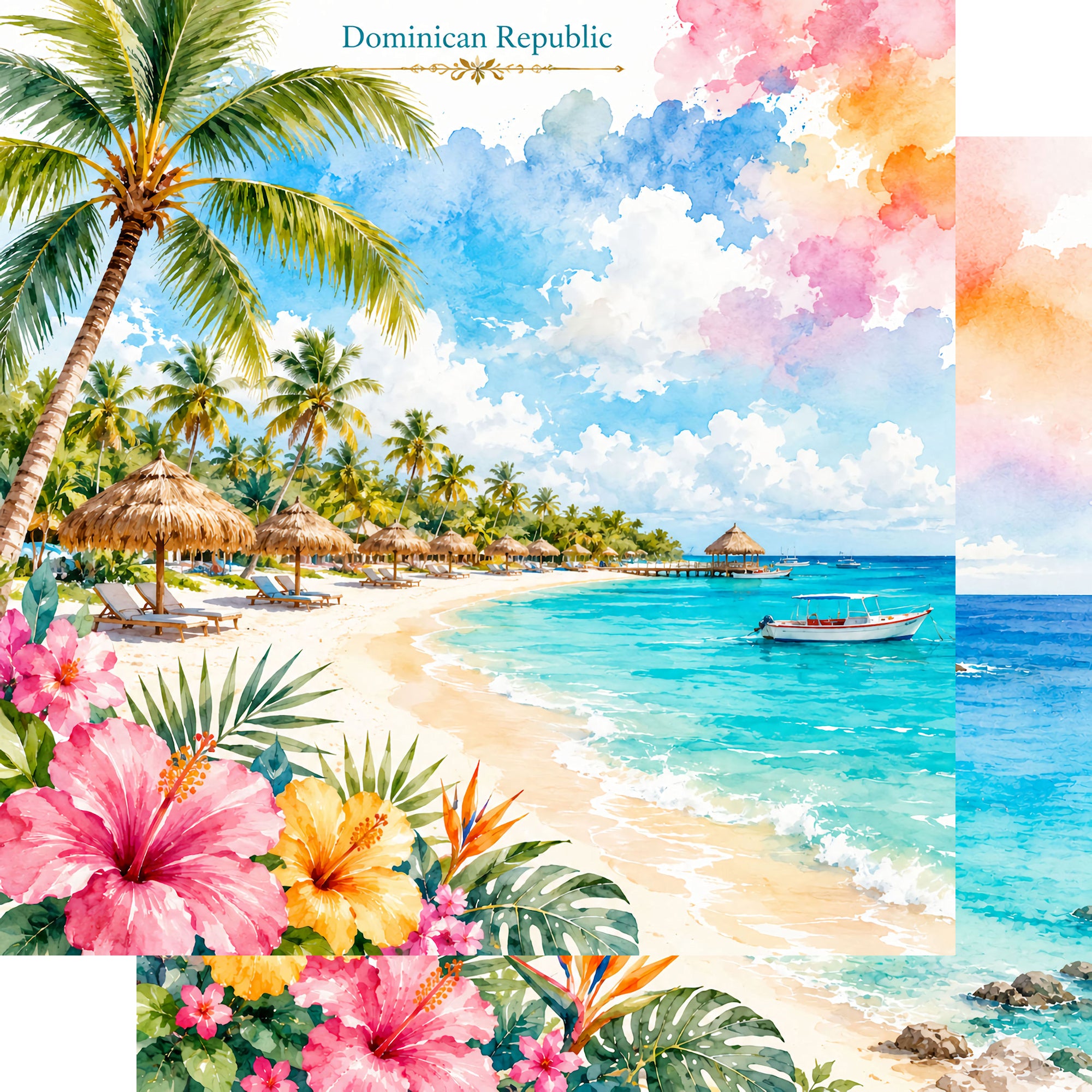 Vacation Vibes Collection Dominican Republic Escape 12 x 12 Double-Sided Scrapbook Paper by SSC Designs
