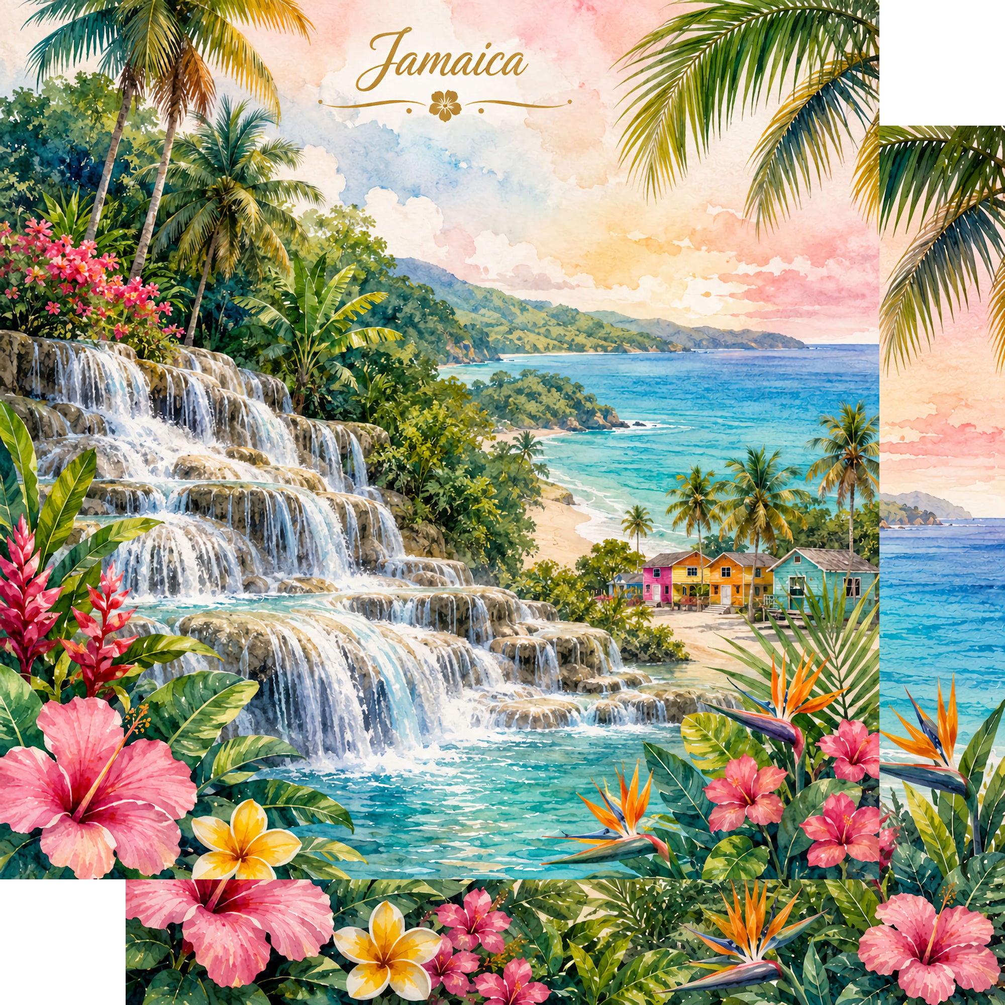 Vacation Vibes Collection Jamaica Vacation 12 x 12 Double-Sided Scrapbook Paper by SSC Designs
