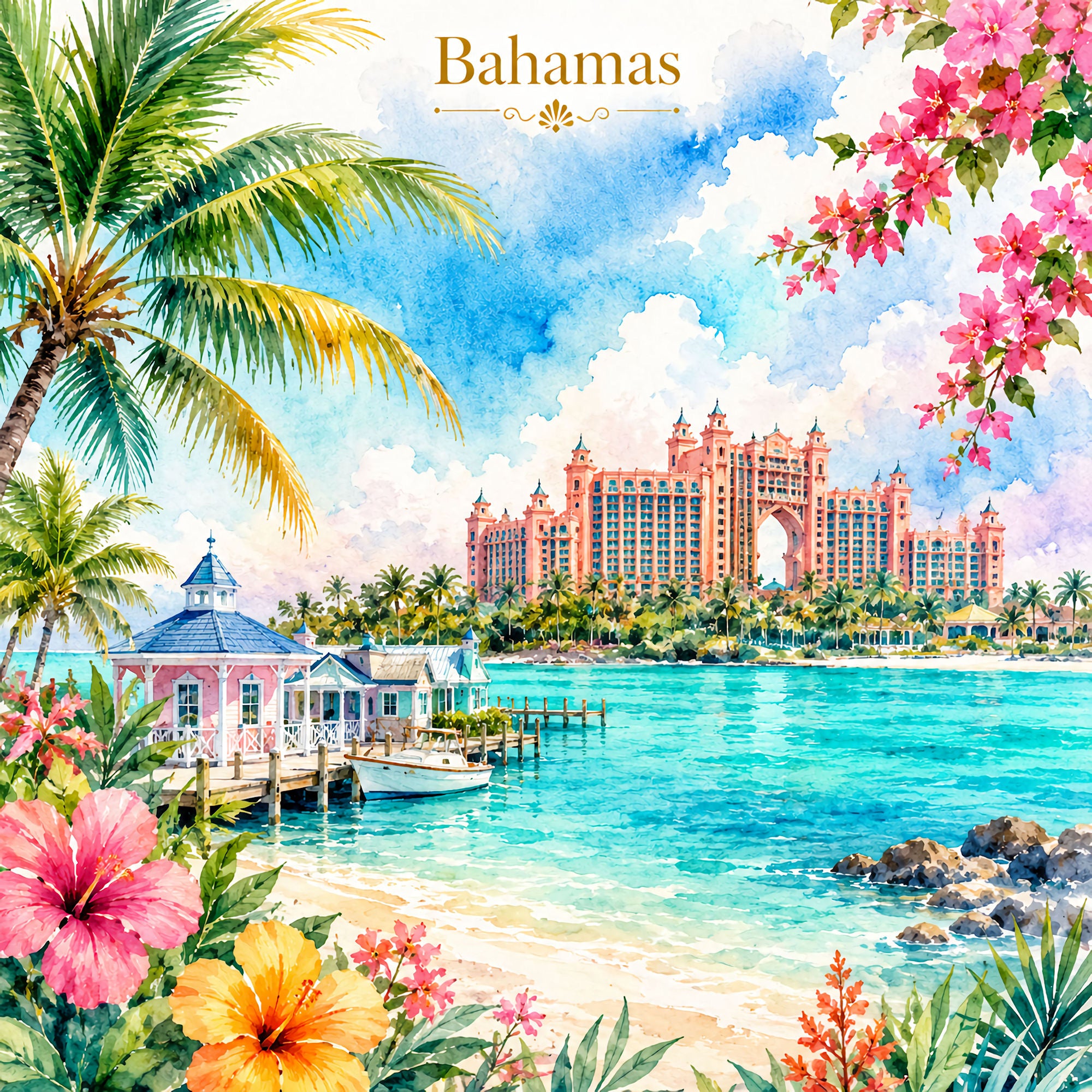 Vacation Vibes Collection Beautiful Bahamas 12 x 12 Double-Sided Scrapbook Paper by SSC Designs