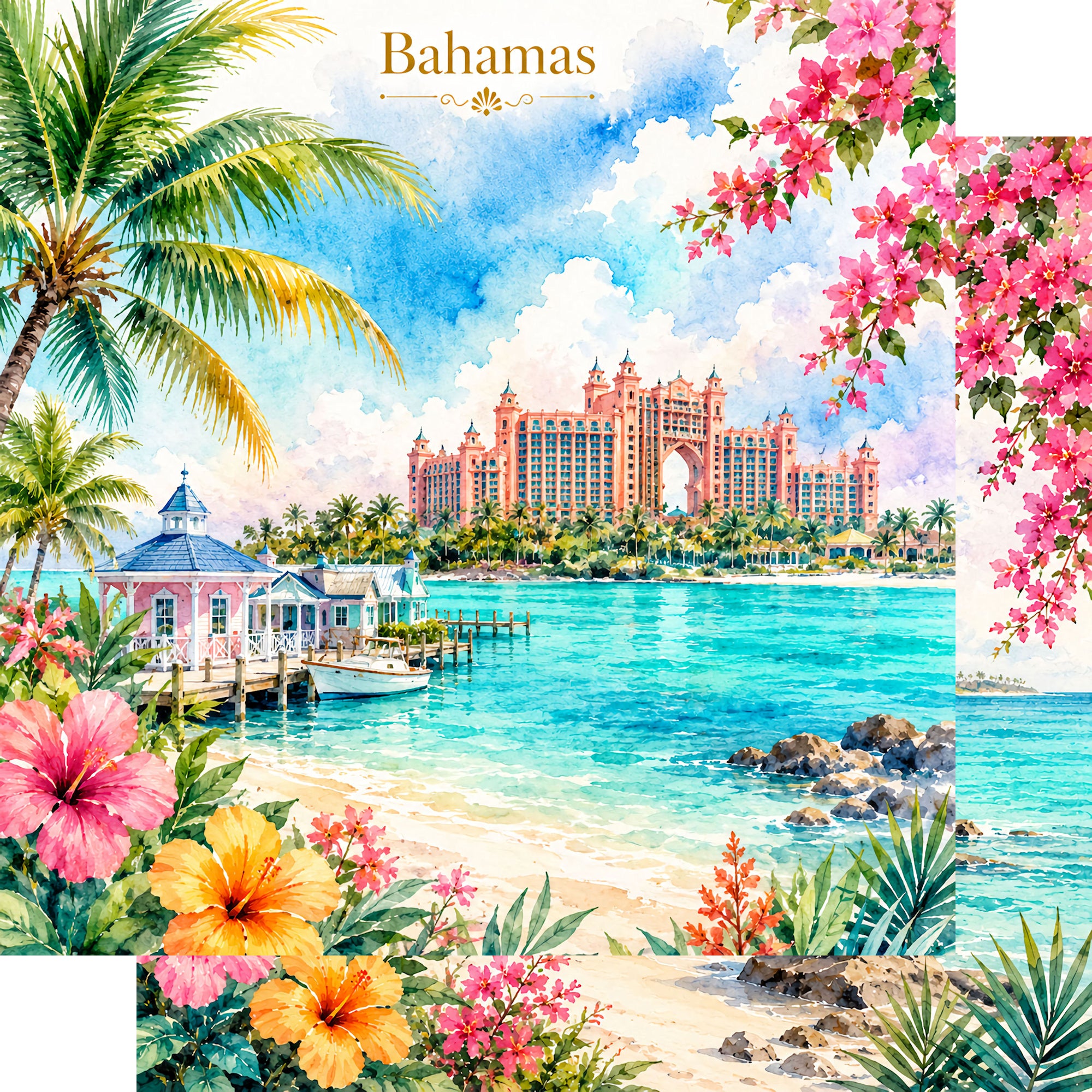 Vacation Vibes Collection Beautiful Bahamas 12 x 12 Double-Sided Scrapbook Paper by SSC Designs