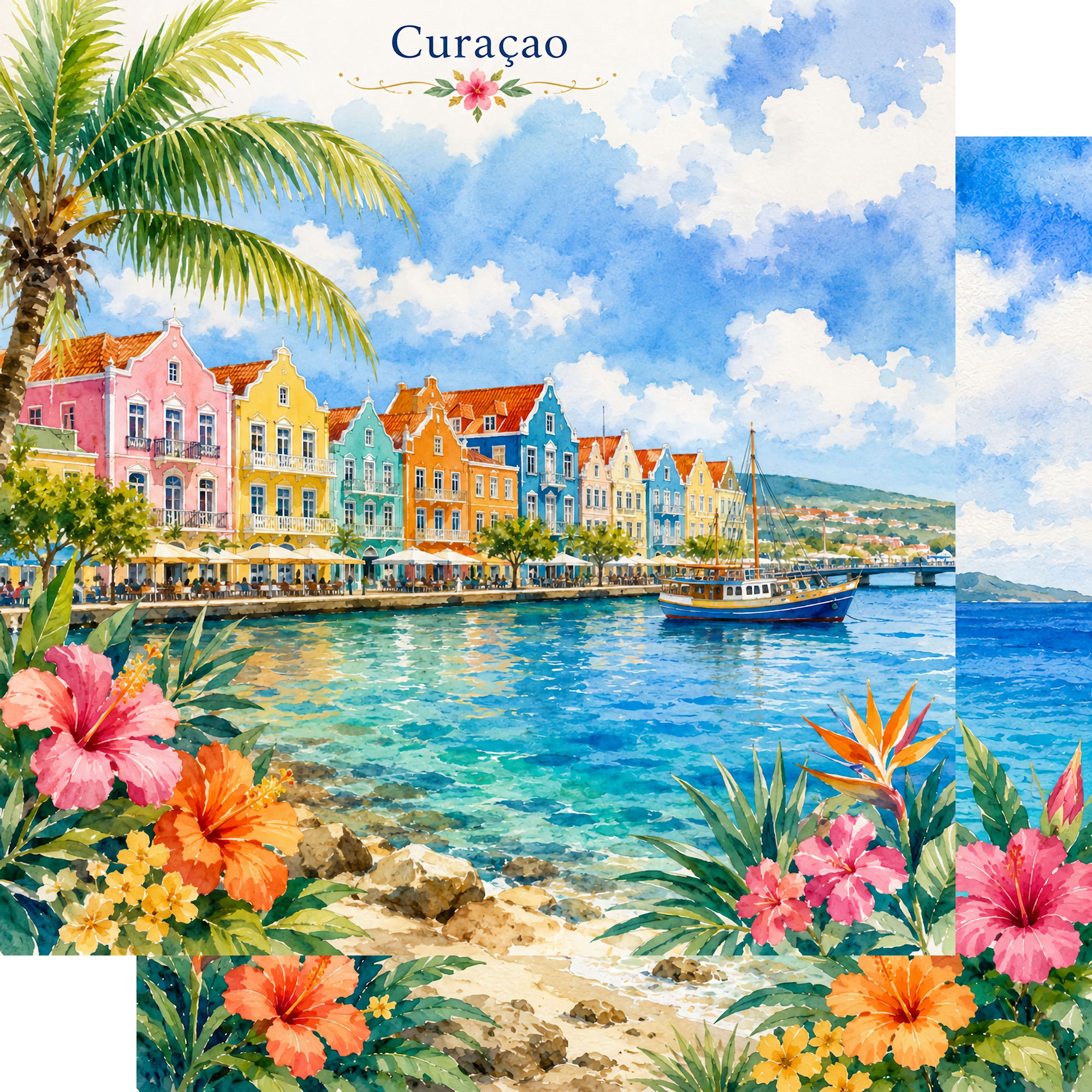 Vacation Vibes Collection Curacao Getaway 12 x 12 Double-Sided Scrapbook Paper by SSC Designs