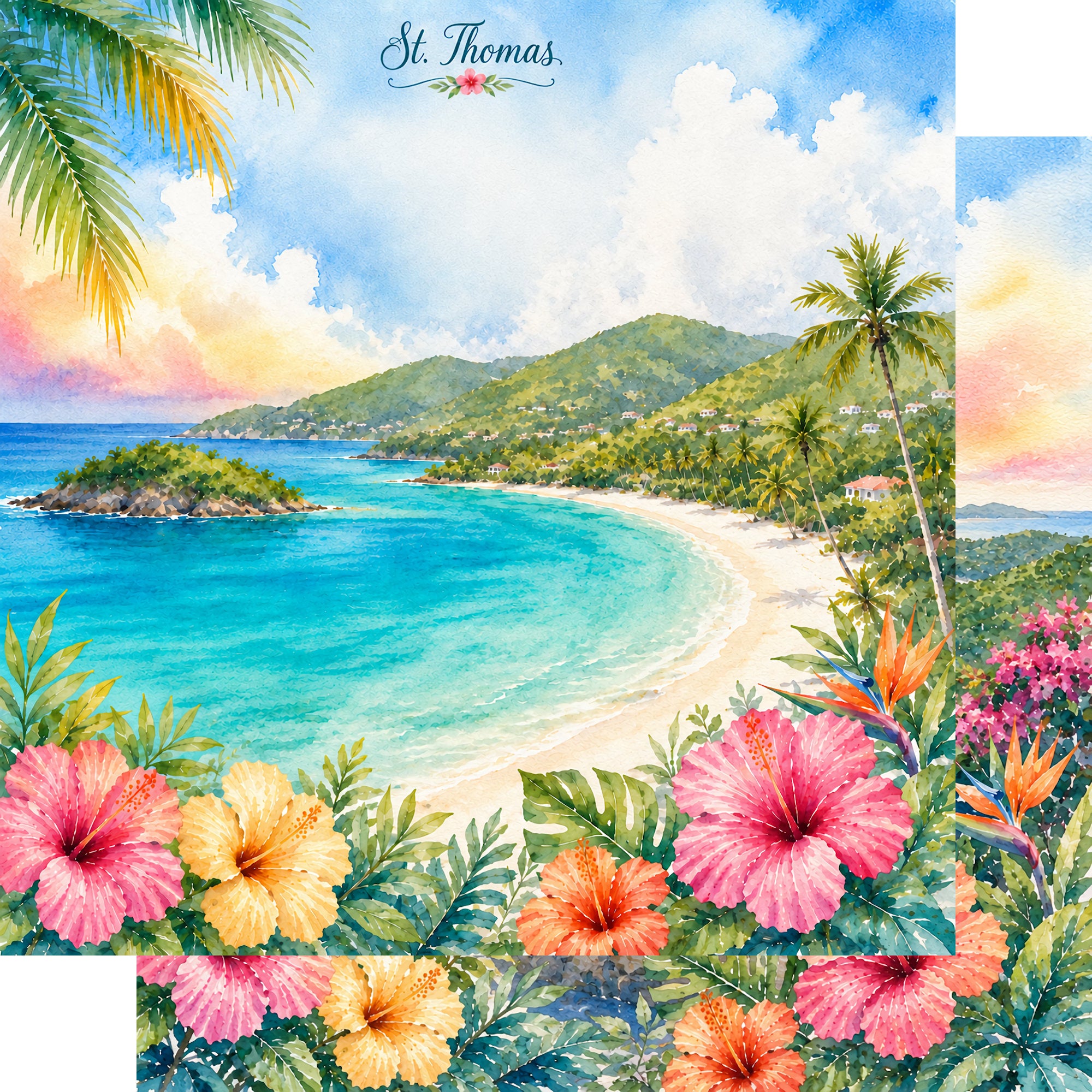 Vacation Vibes Collection St. Thomas Adventures 12 x 12 Double-Sided Scrapbook Paper by SSC Designs