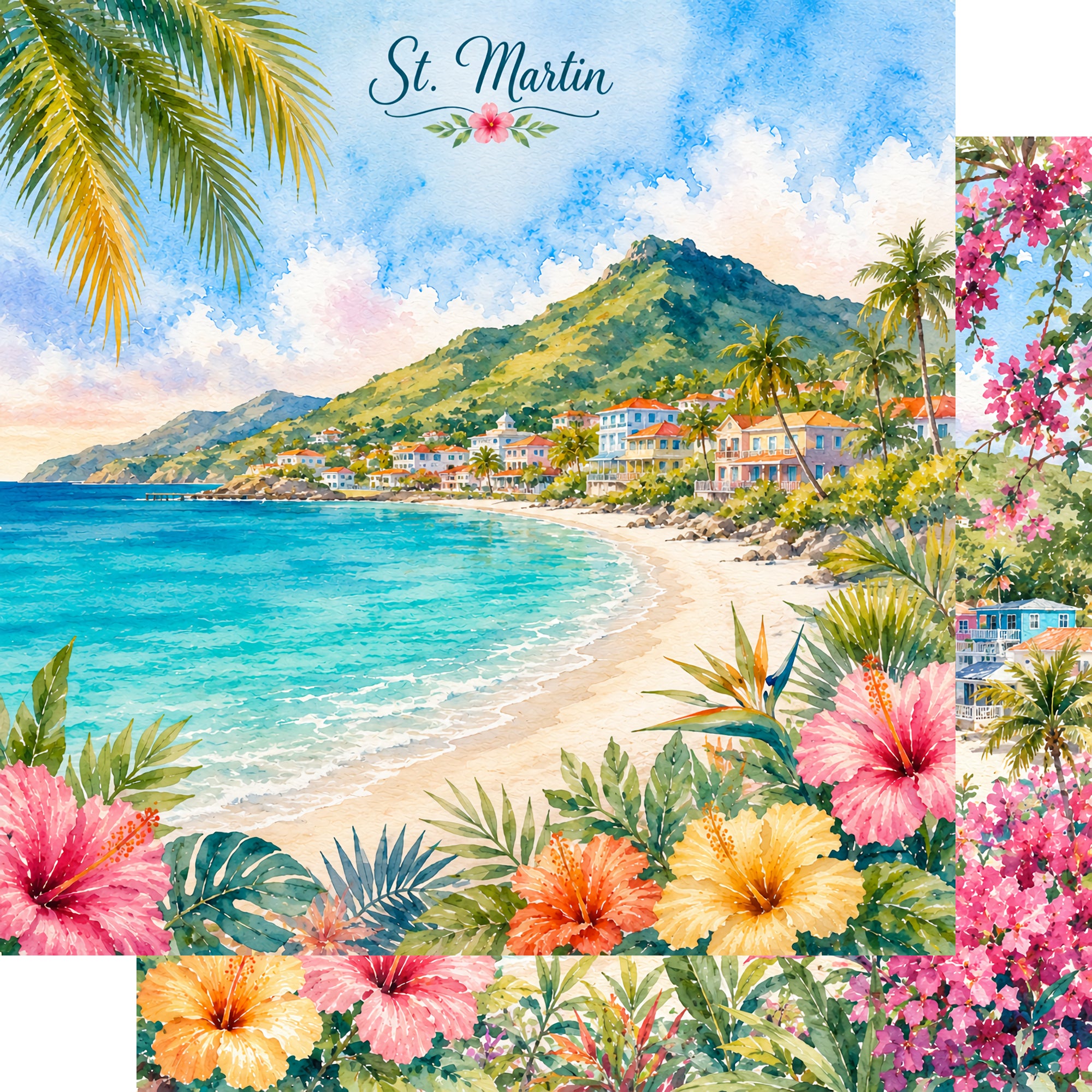 Vacation Vibes Collection St. Martin Memories 12 x 12 Double-Sided Scrapbook Paper by SSC Designs