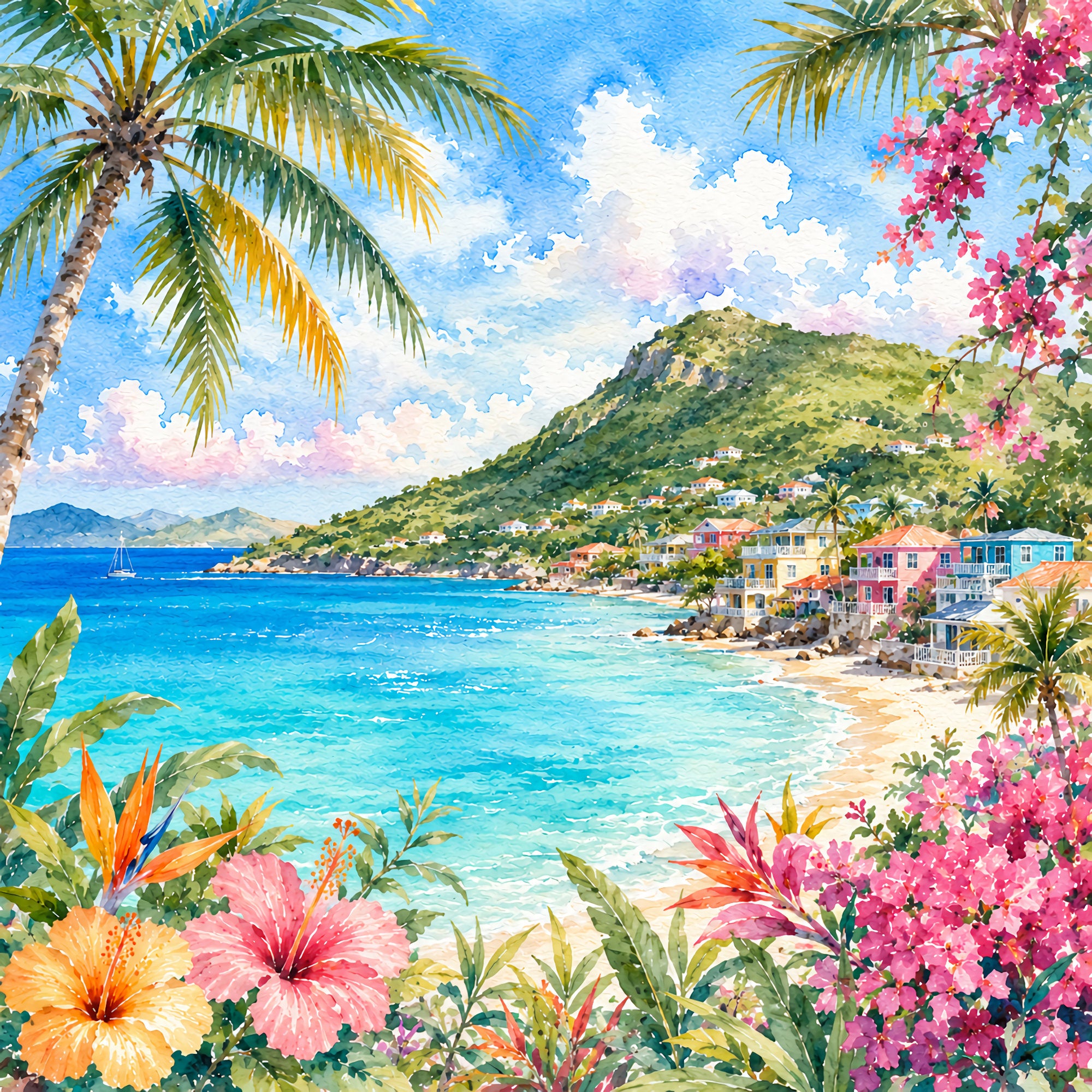 Vacation Vibes Collection St. Martin Memories 12 x 12 Double-Sided Scrapbook Paper by SSC Designs