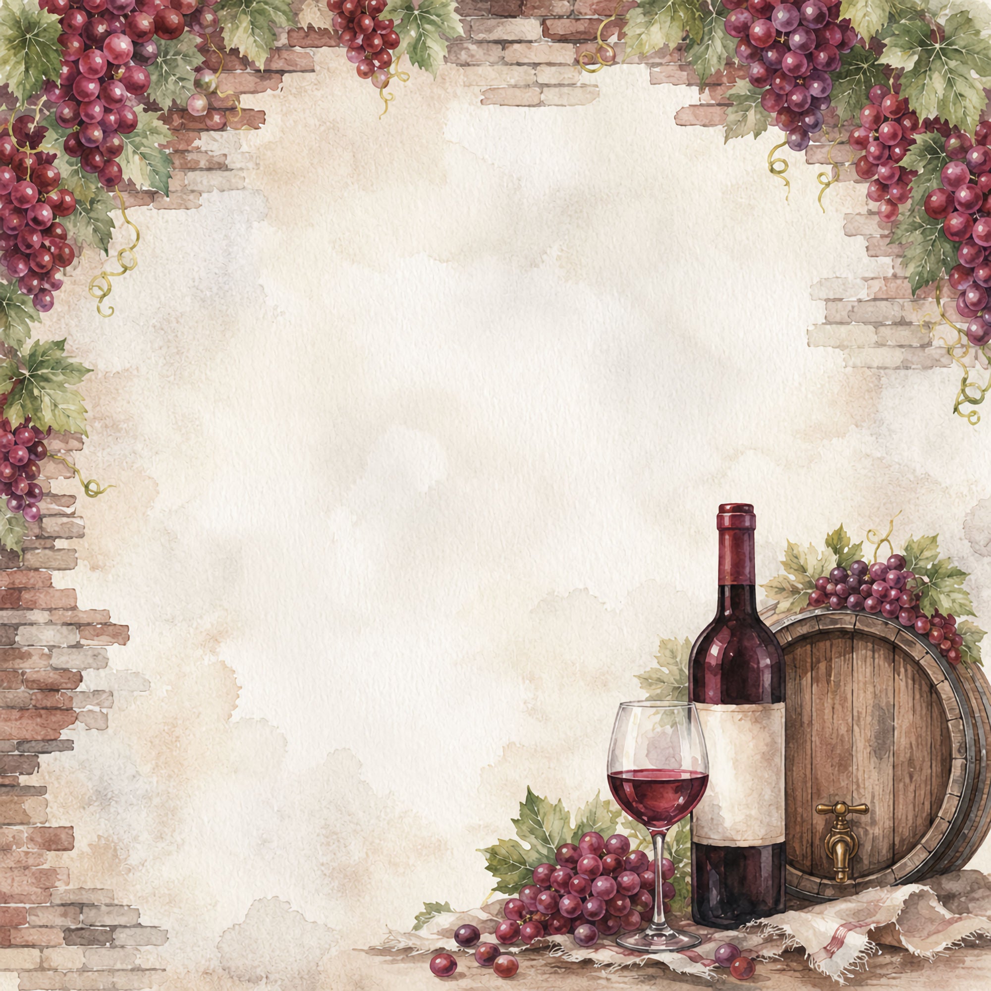 Vineyard Collection Barrel of Red 12 x 12 Double-Sided Scrapbook Paper by SSC Designs