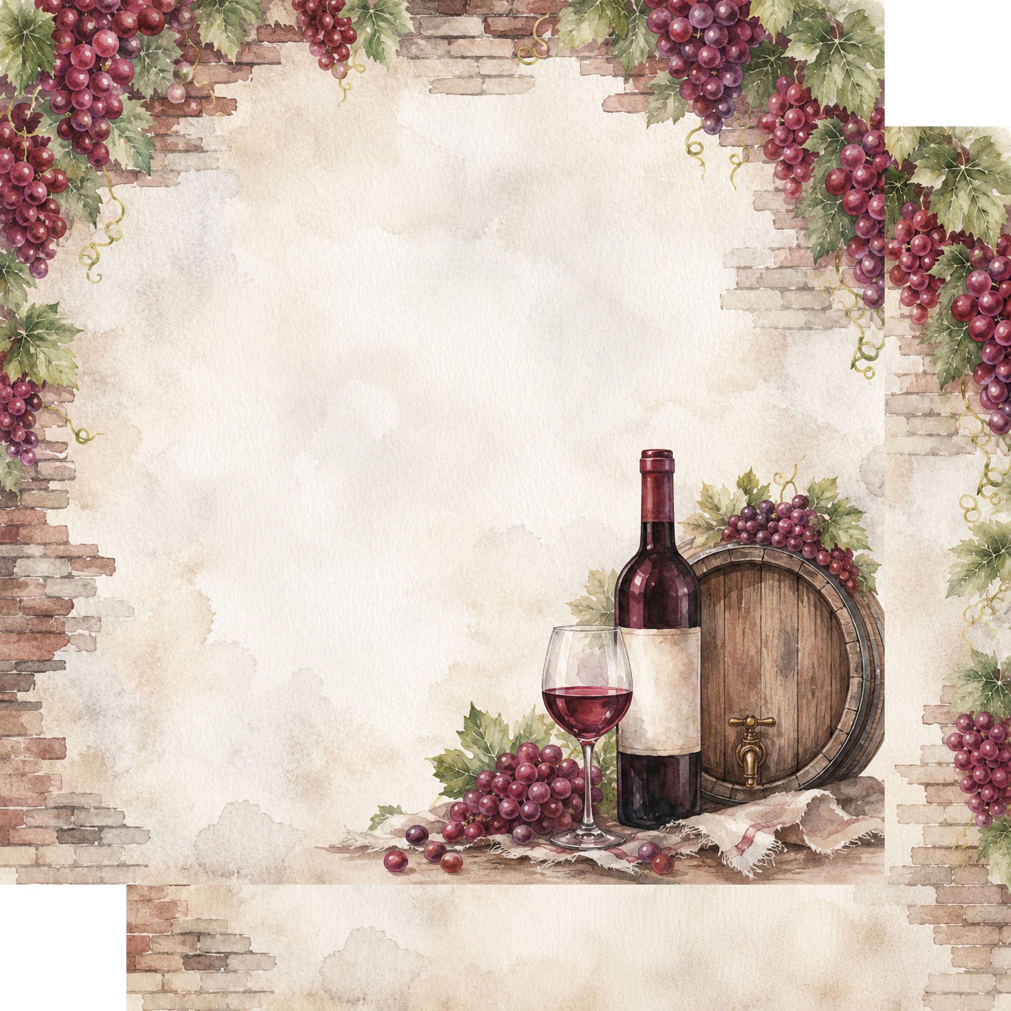 Vineyard Collection Barrel of Red 12 x 12 Double-Sided Scrapbook Paper by SSC Designs