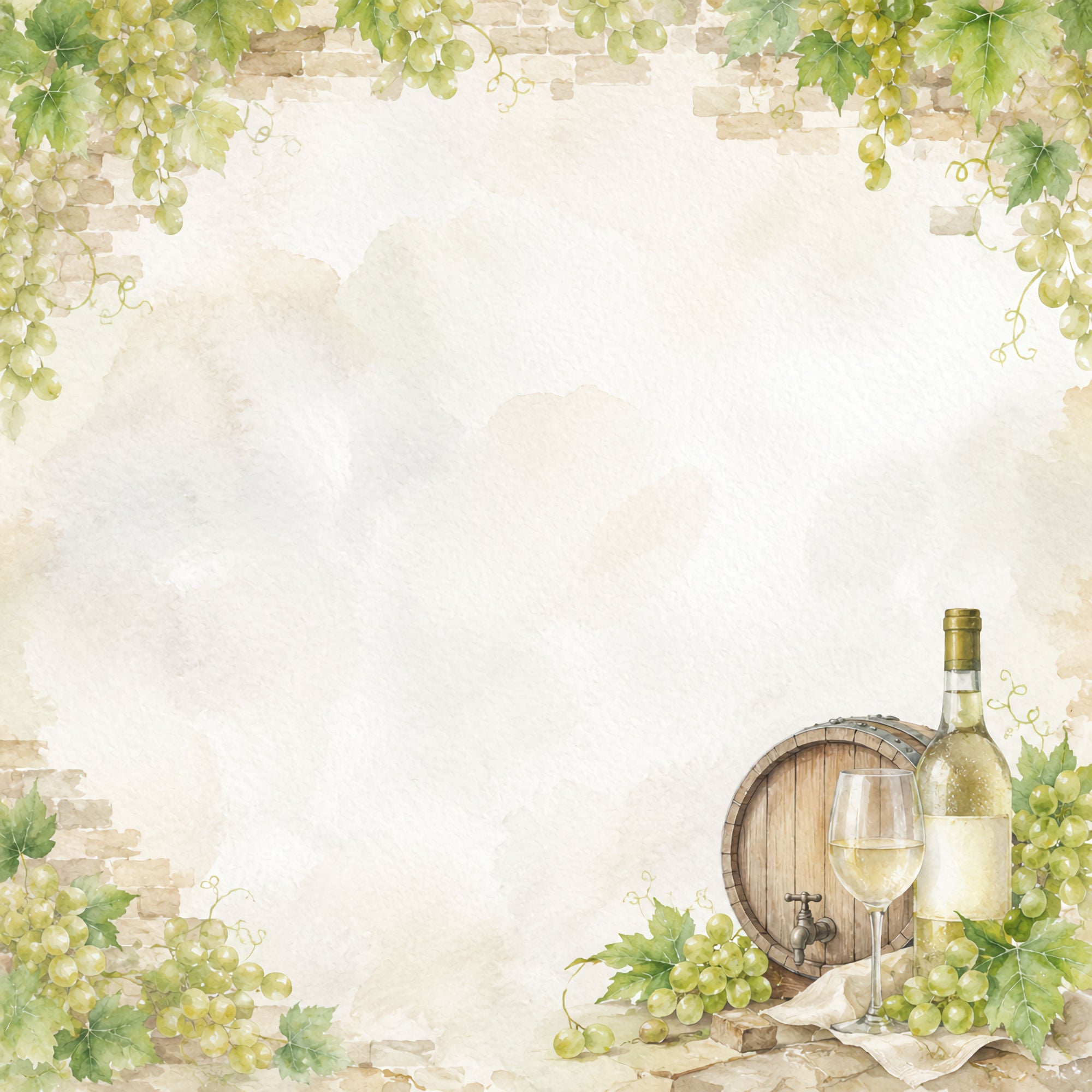 Vineyard Collection Barrel of White 12 x 12 Double-Sided Scrapbook Paper by SSC Designs