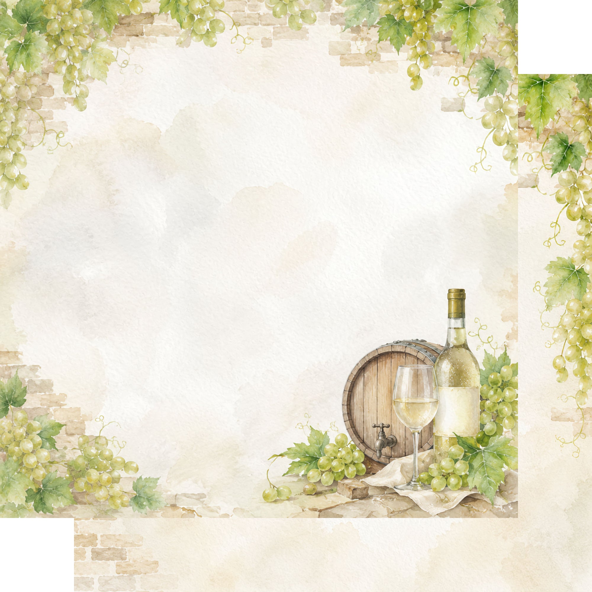 Vineyard Collection Barrel of White 12 x 12 Double-Sided Scrapbook Paper by SSC Designs