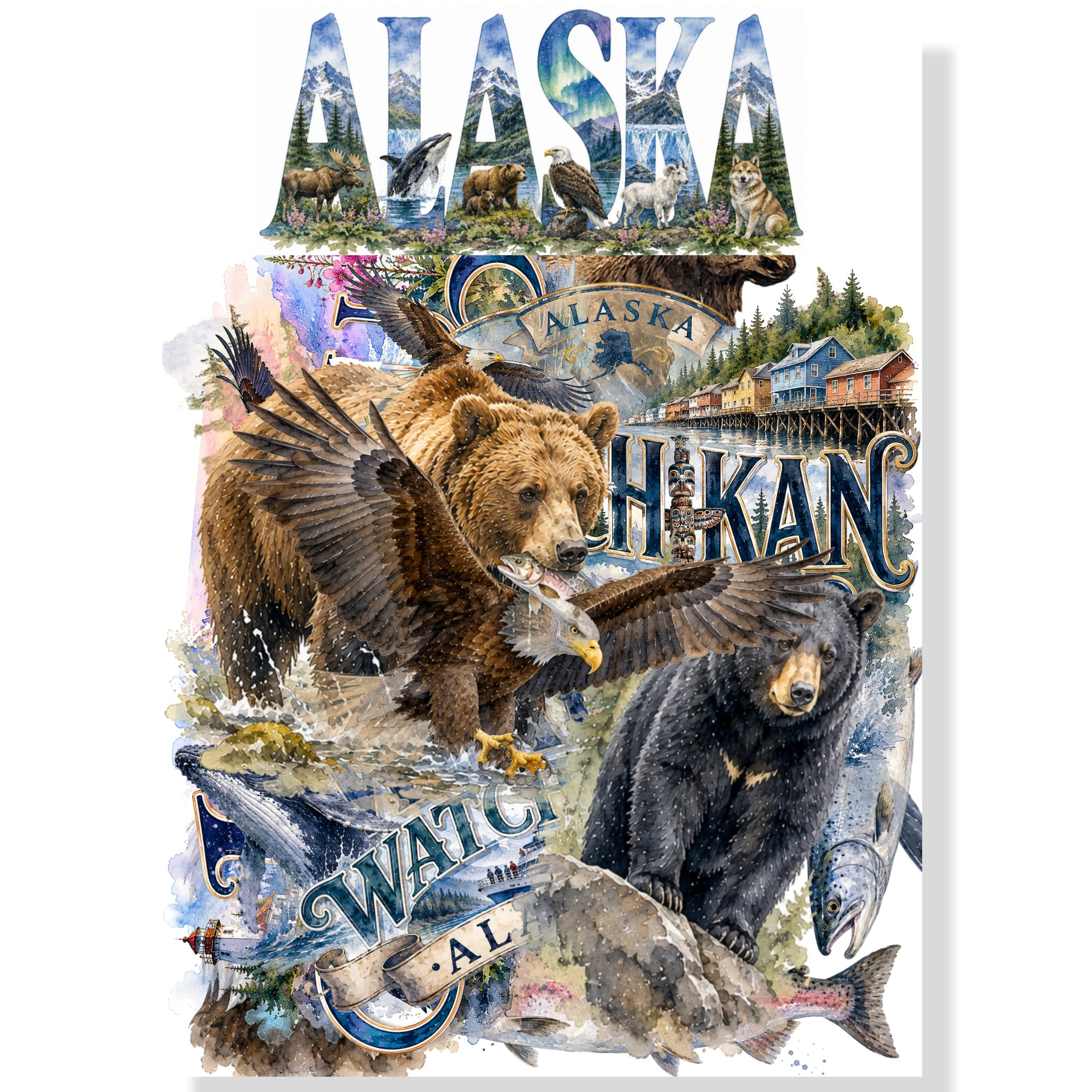 Watercolor Alaska Collection Laser Cut Scrapbook Ephemera Embellishments by SSC Designs