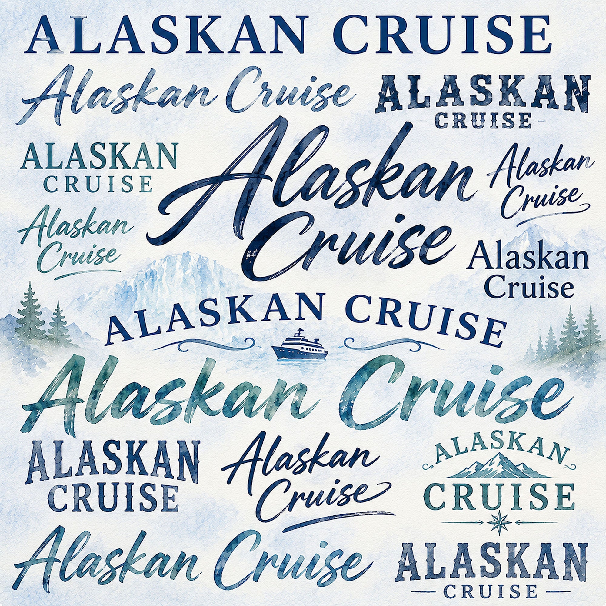 Watercolor Alaska Collection Alaskan Cruise 12 x 12 Double-Sided Scrapbook Paper by SSC Designs