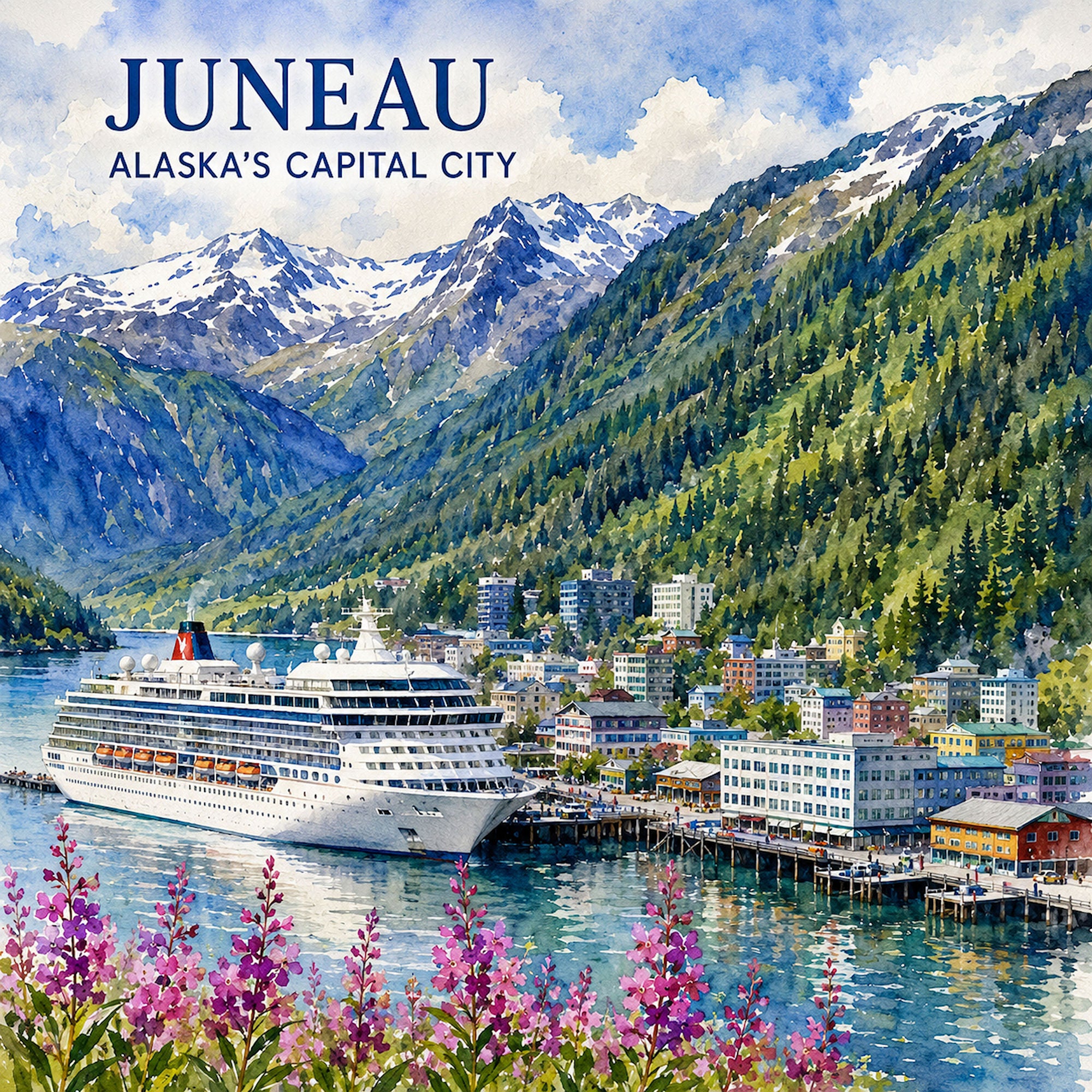 Watercolor Alaska Collection Juneau 12 x 12 Double-Sided Scrapbook Paper by SSC Designs