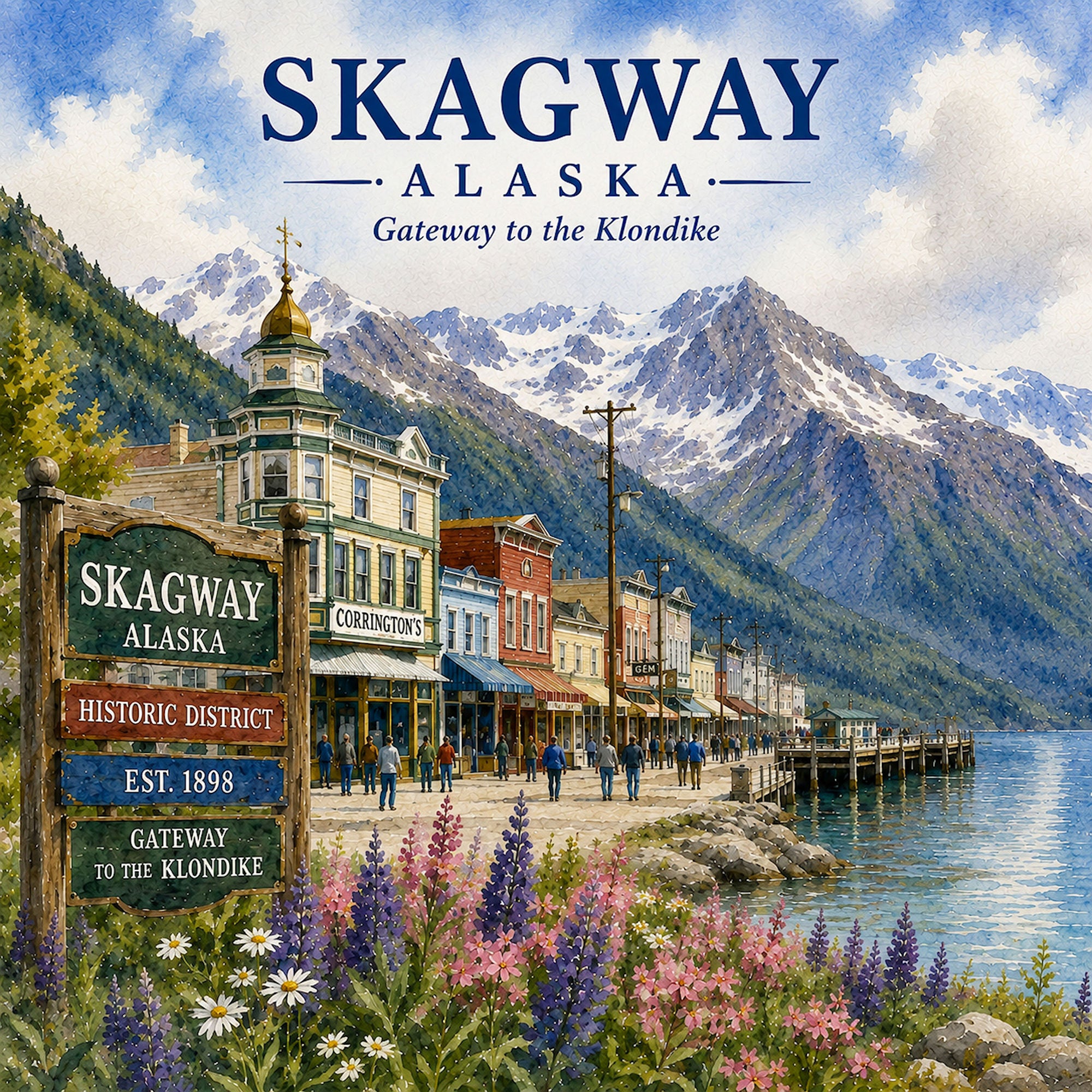 Watercolor Alaska Collection Skagway 12 x 12 Double-Sided Scrapbook Paper by SSC Designs