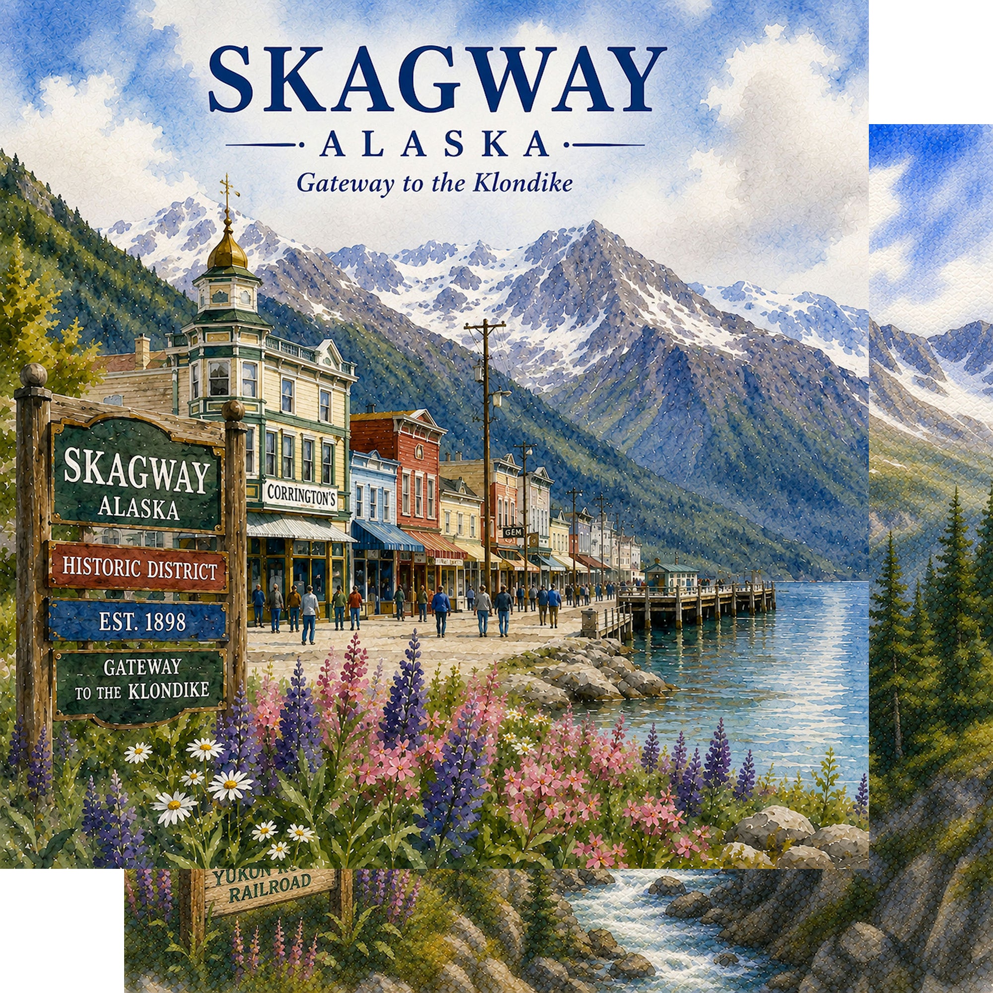 Watercolor Alaska Collection Skagway 12 x 12 Double-Sided Scrapbook Paper by SSC Designs