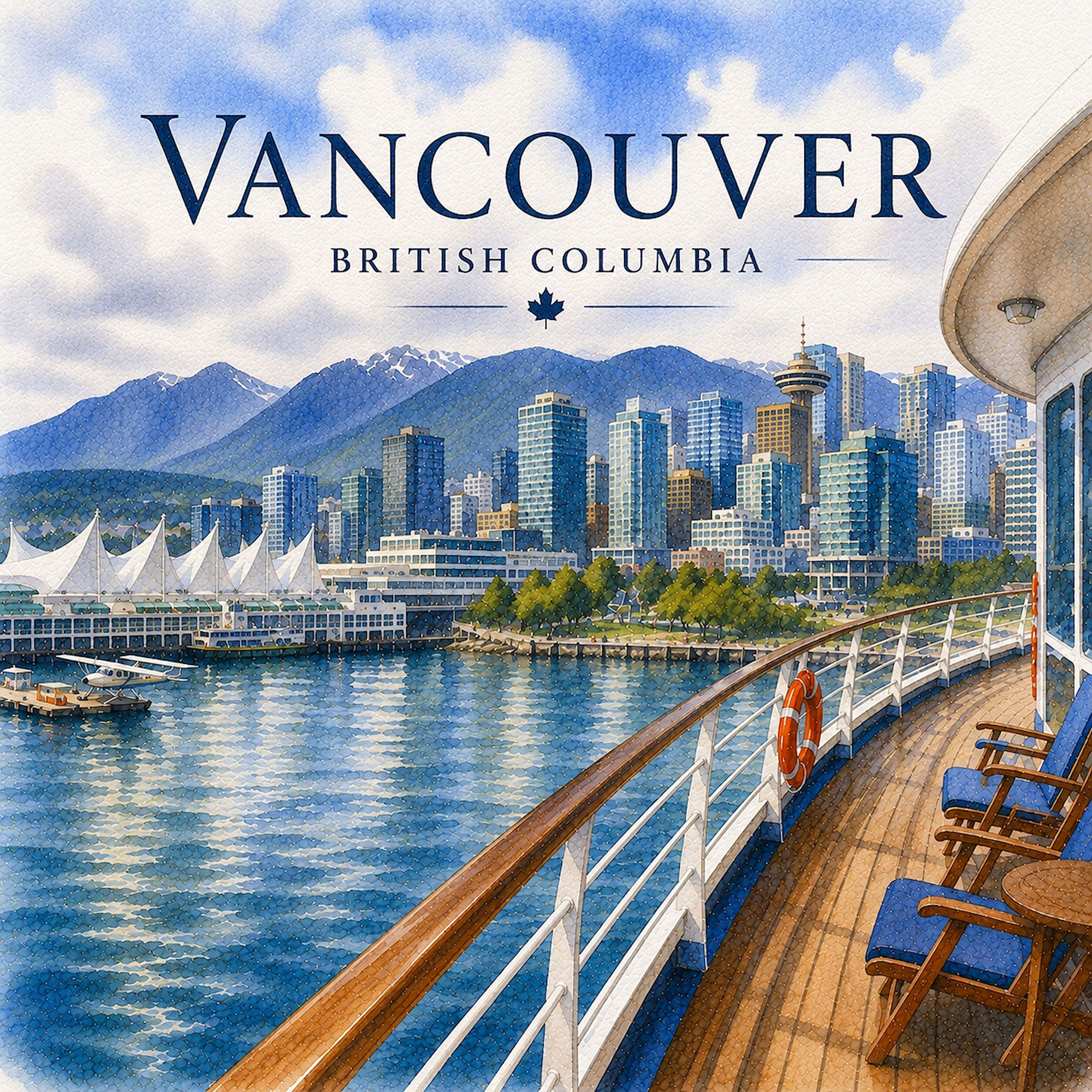 Watercolor Alaska Collection Vancouver  12 x 12 Double-Sided Scrapbook Paper by SSC Designs