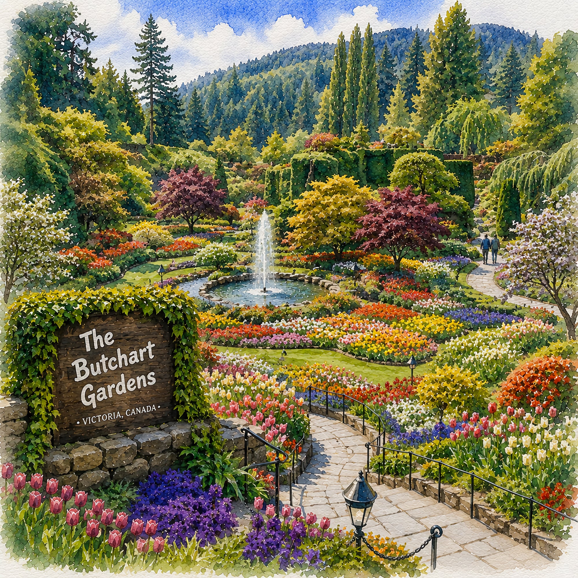 Watercolor Alaska Collection Victoria, Canada 12 x 12 Double-Sided Scrapbook Paper by SSC Designs