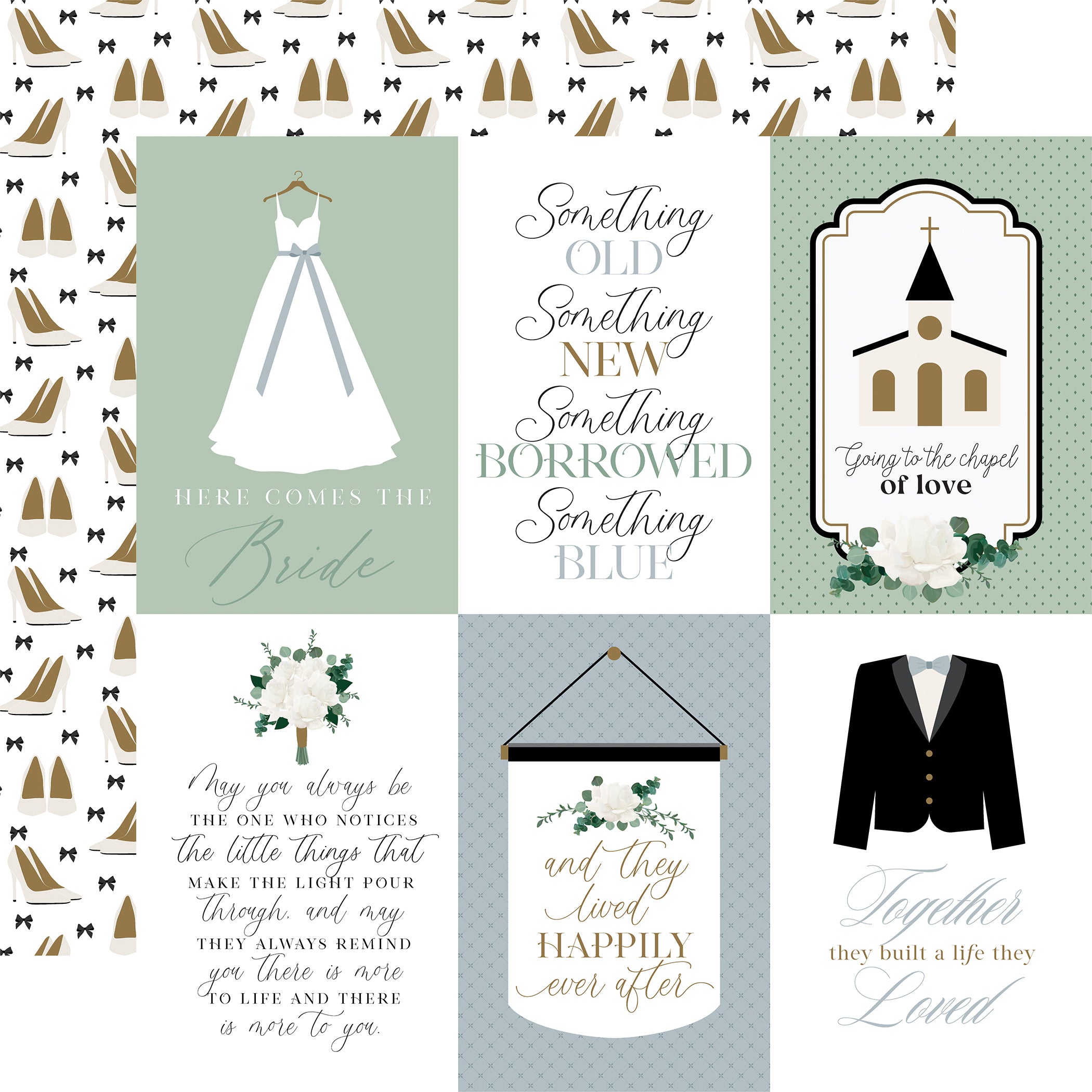 Wedding Bells Collection 4x6 Journaling Cards 12 x 12 Double-Sided Scrapbook Paper by Echo Park