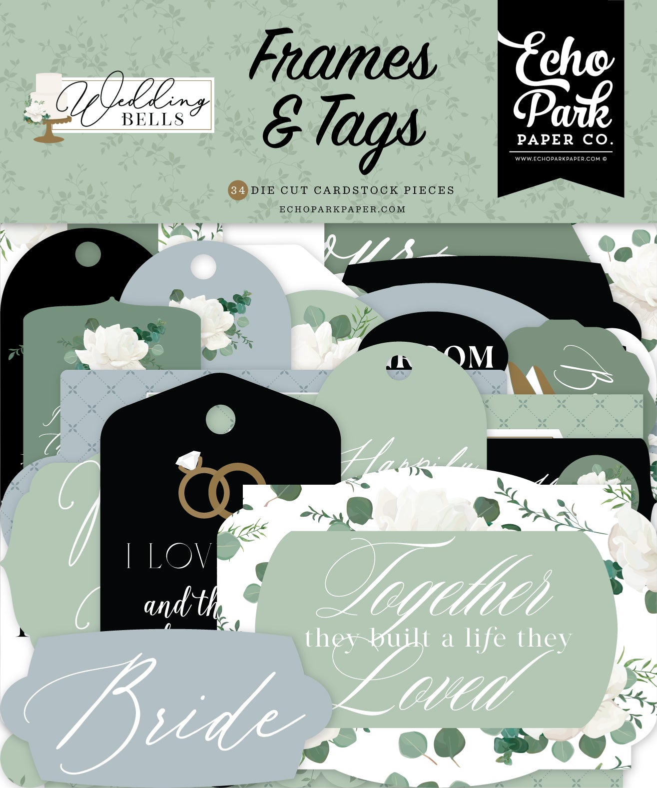 Wedding Bells Collection 5 x 5 Scrapbook Frames & Tags by Echo Park