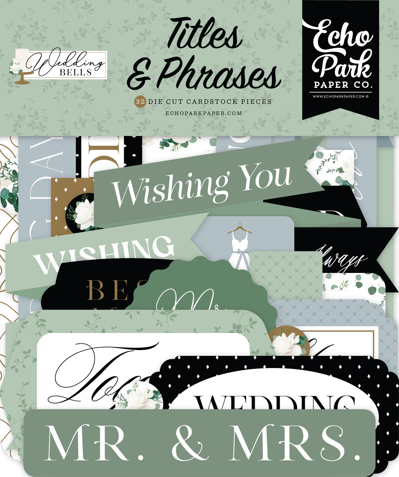 Wedding Bells Collection 5 x 5 Scrapbook Titles & Phrases by Echo Park