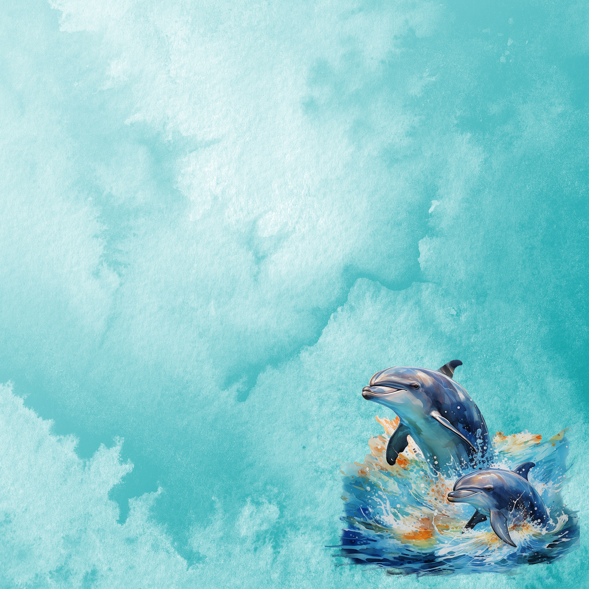 Watercolor Wildlife Collection Dolphin 12 x 12 Double-Sided Scrapbook Paper by SSC Designs