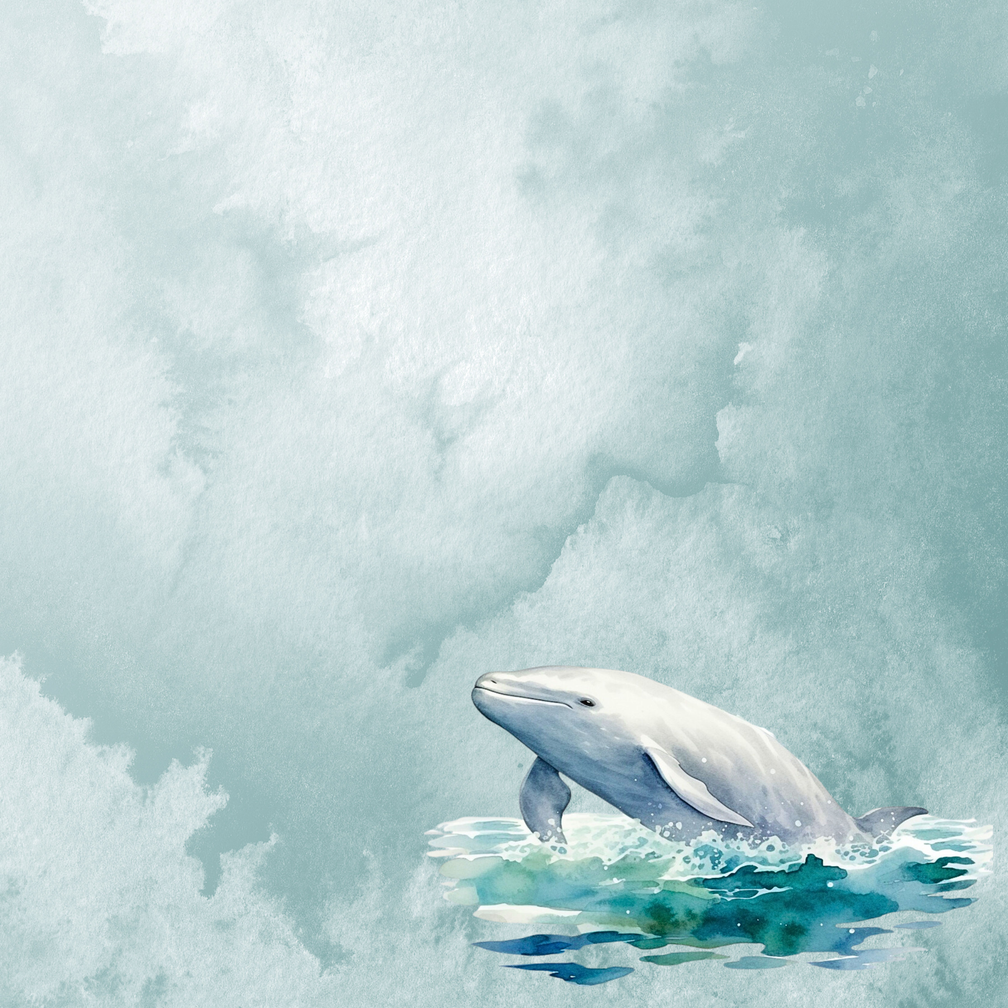 Watercolor Wildlife Collection Humpback & Beluga Whales 12 x 12 Double-Sided Scrapbook Paper by SSC Designs