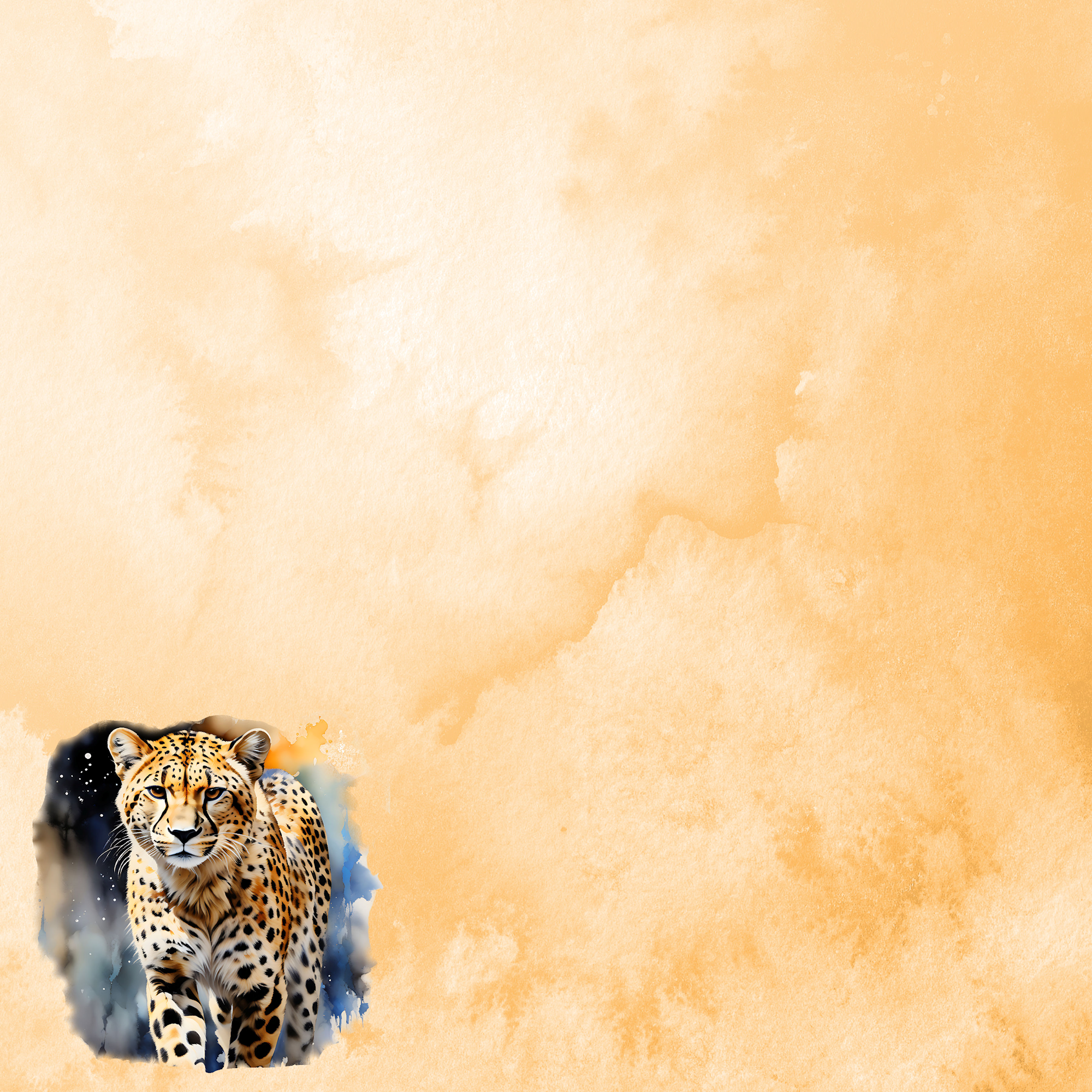 Watercolor Wildlife Collection Cheetah 12 x 12 Double-Sided Scrapbook Paper by SSC Designs