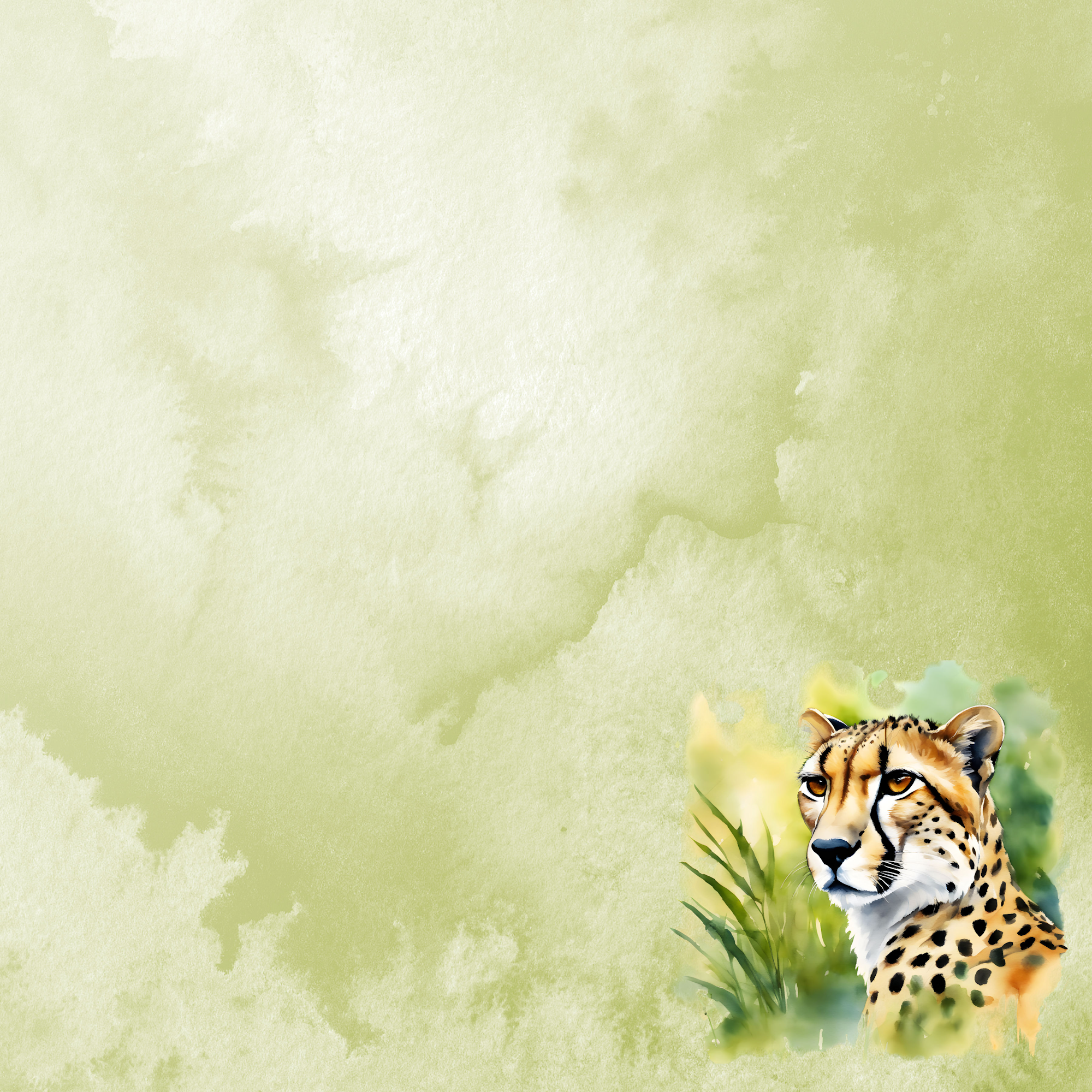 Watercolor Wildlife Collection Cheetah 12 x 12 Double-Sided Scrapbook Paper by SSC Designs