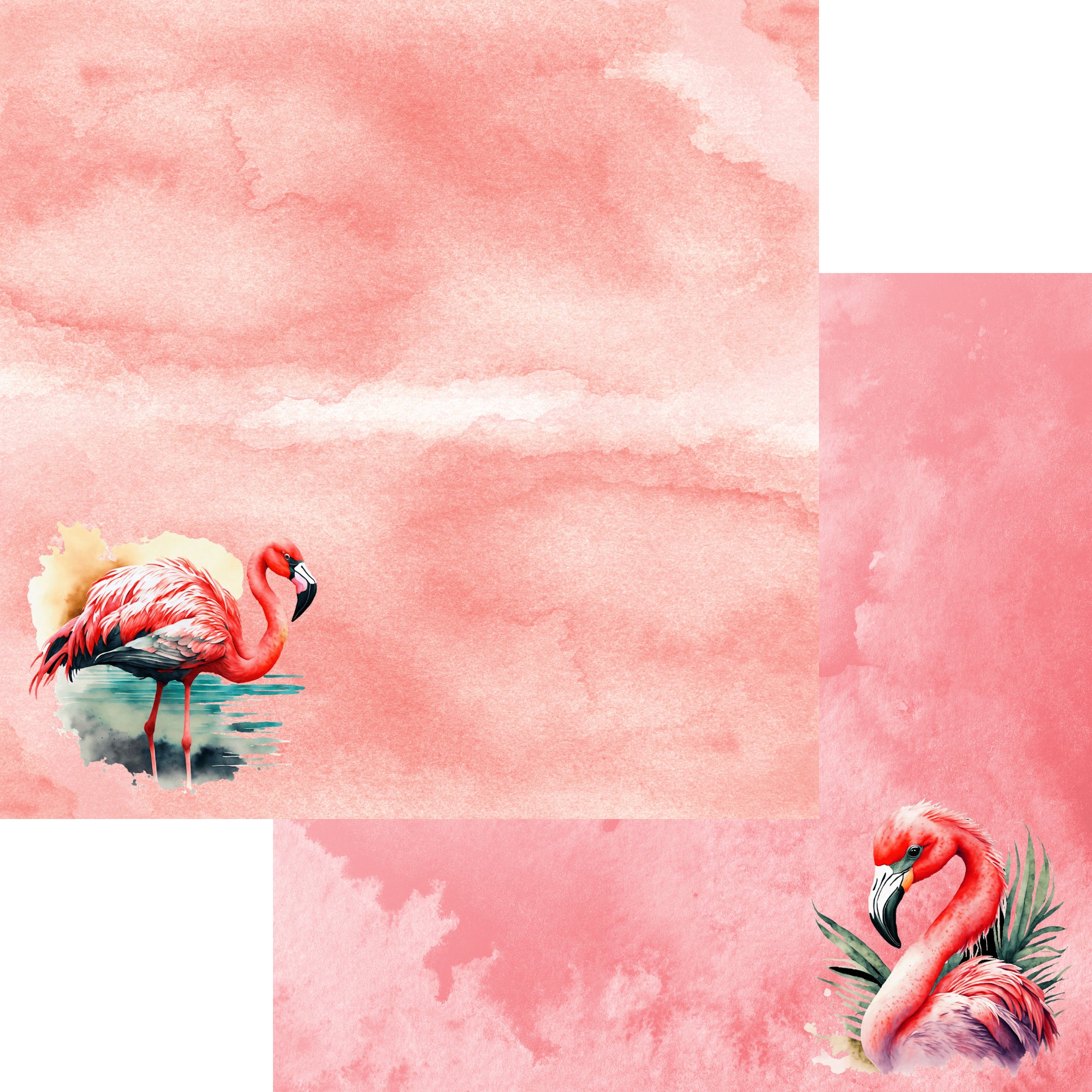 Watercolor Wildlife Collection Flamingo 12 x 12 Double-Sided Scrapbook Paper by SSC Designs
