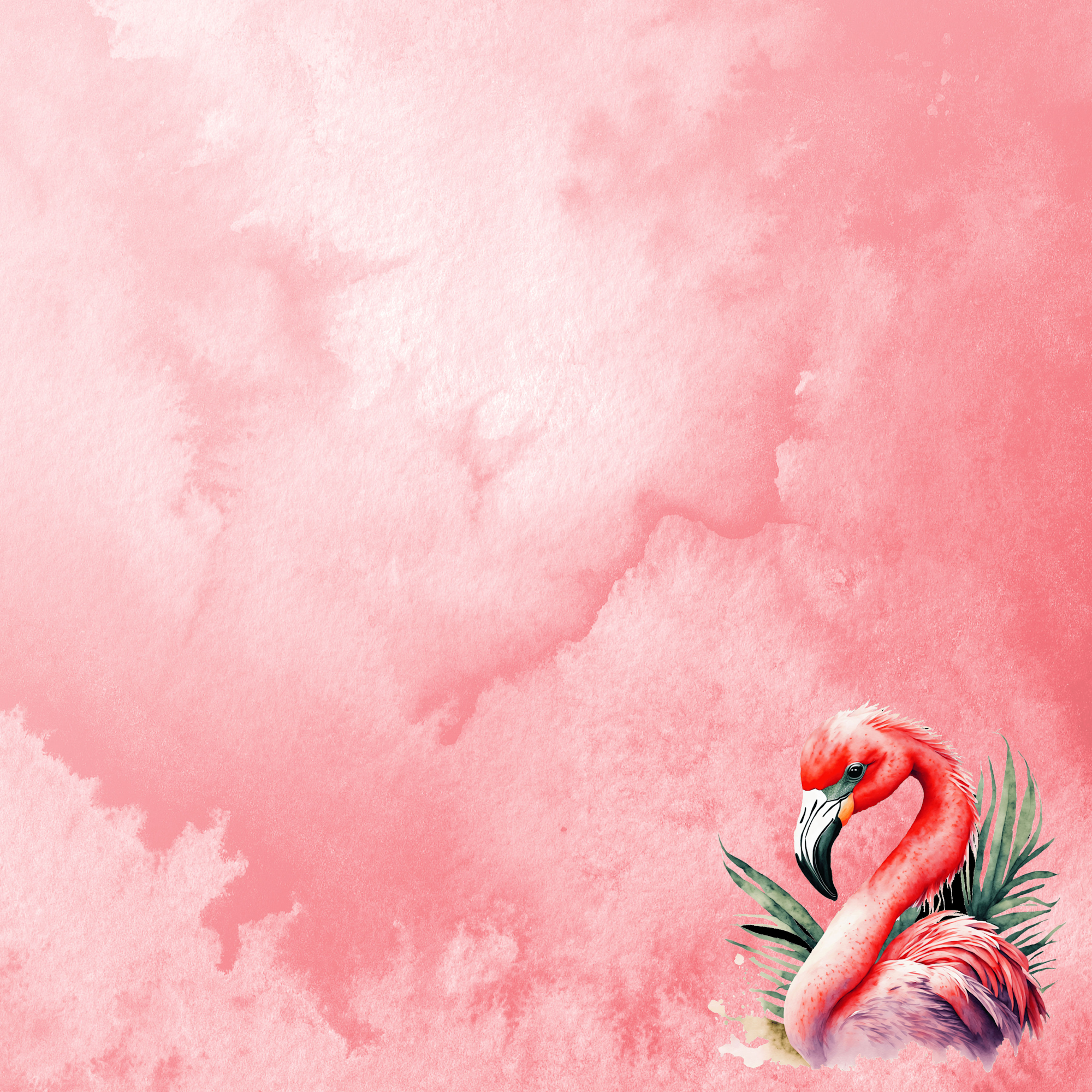 Watercolor Wildlife Collection Flamingo 12 x 12 Double-Sided Scrapbook Paper by SSC Designs