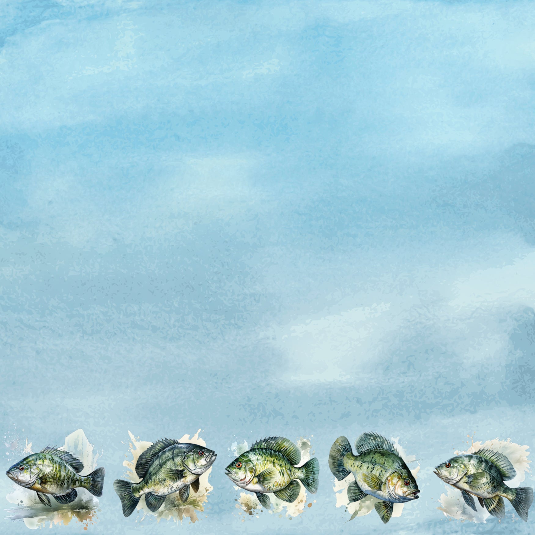Watercolor Wildlife Collection Crappie Fishing 12 x 12 Double-Sided Scrapbook Paper by SSC Designs