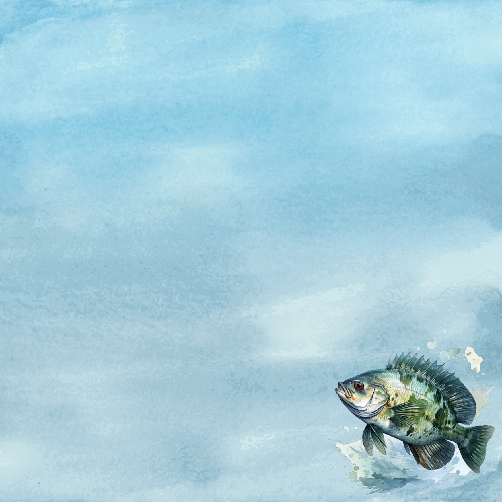 Watercolor Wildlife Collection Crappie Fishing 12 x 12 Double-Sided Scrapbook Paper by SSC Designs