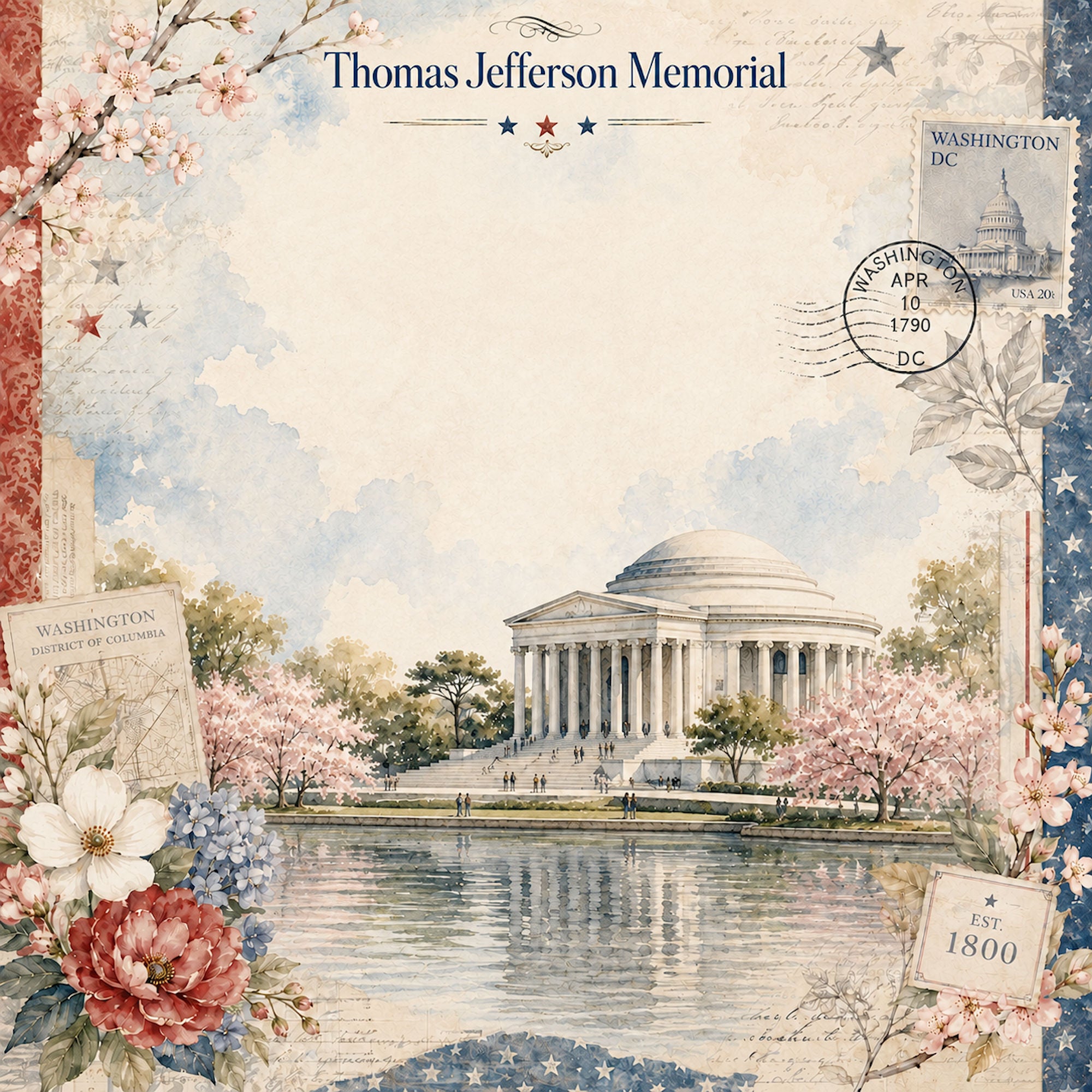Washington, DC Collection Thomas Jefferson 12 x 12 Double-Sided Scrapbook Paper by SSC Designs