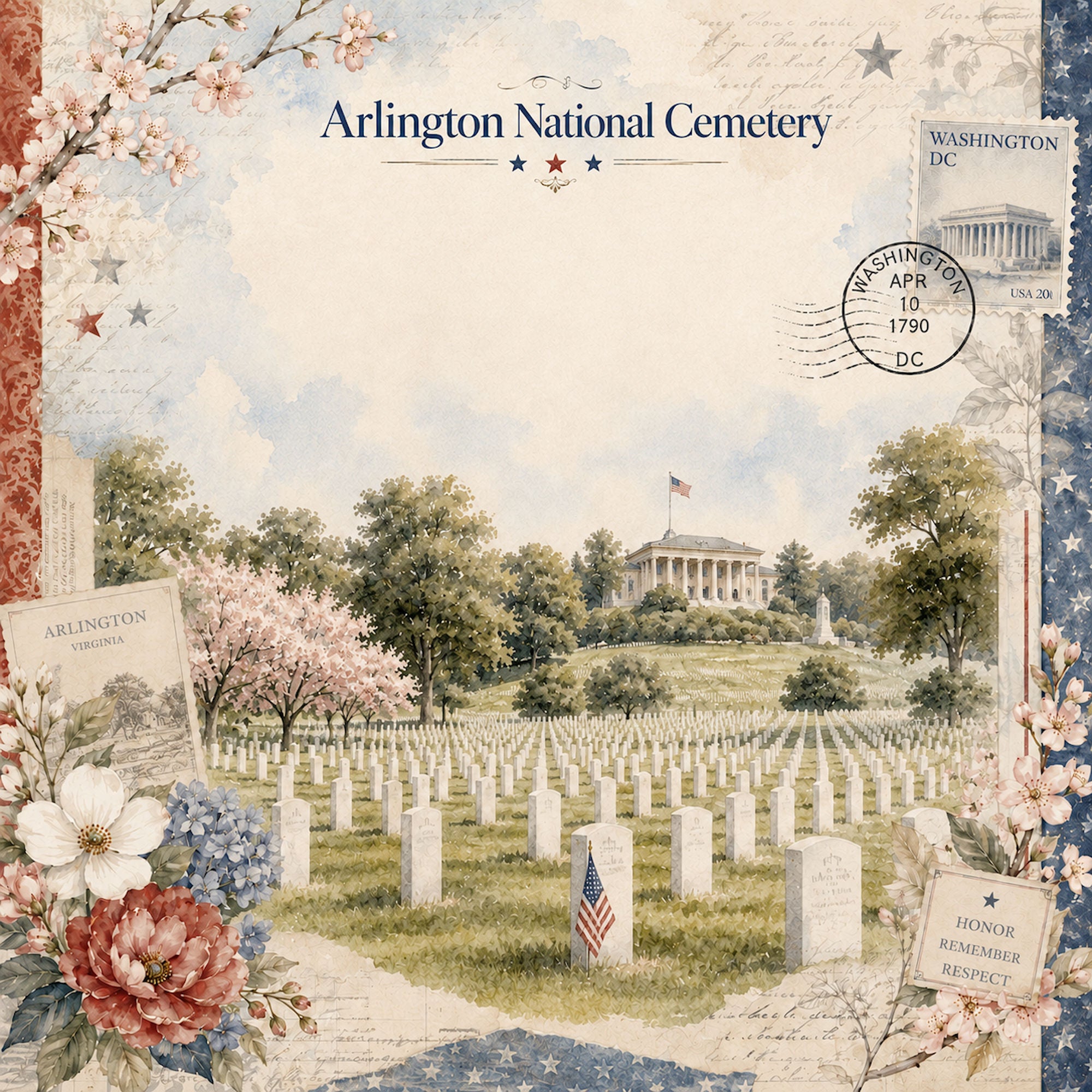 Washington, DC Collection Arlington National Cemetery 12 x 12 Double-Sided Scrapbook Paper by SSC Designs