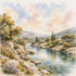 Watercolor France Collection Pont du Gard 12 x 12 Double-Sided Scrapbook Paper by SSC Designs