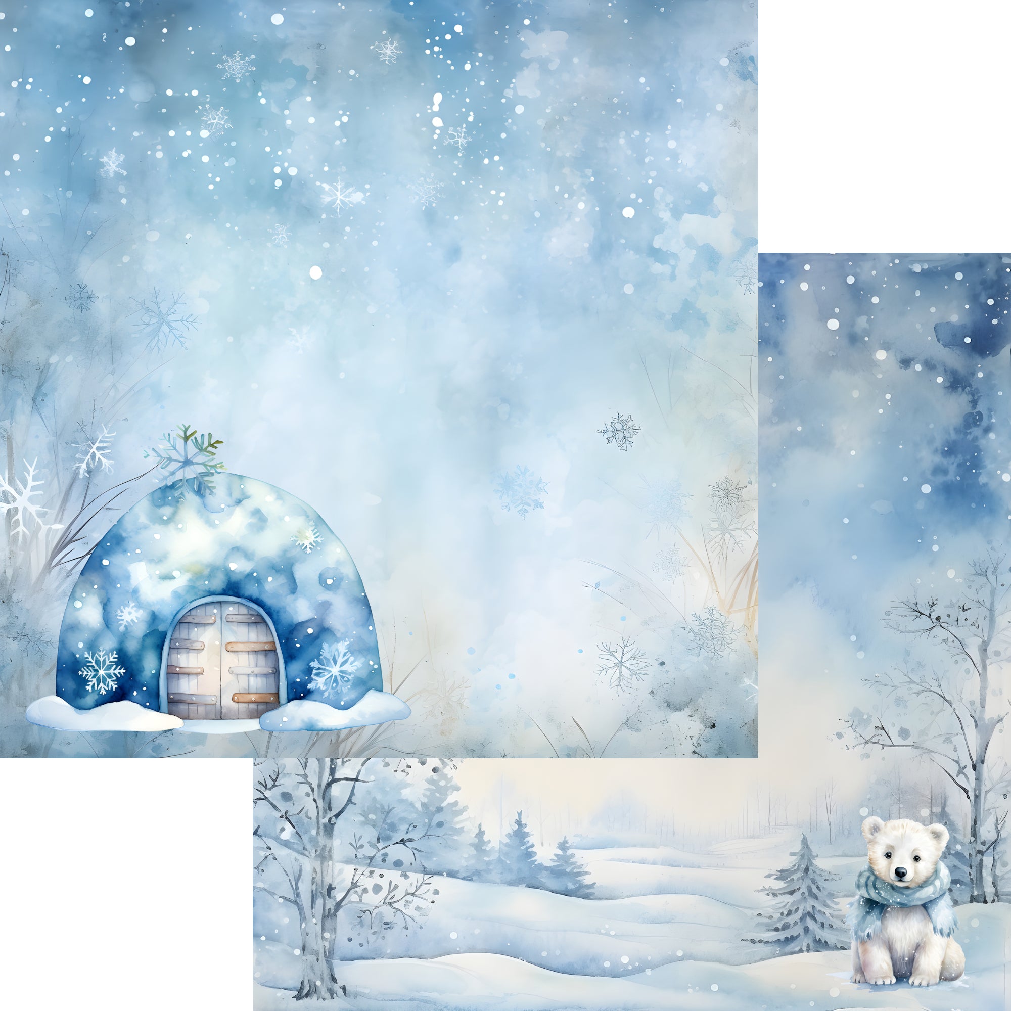 Wonderful Winter Collection Winter Igloo 12 x 12 Double-Sided Scrapbook Paper by SSC Designs