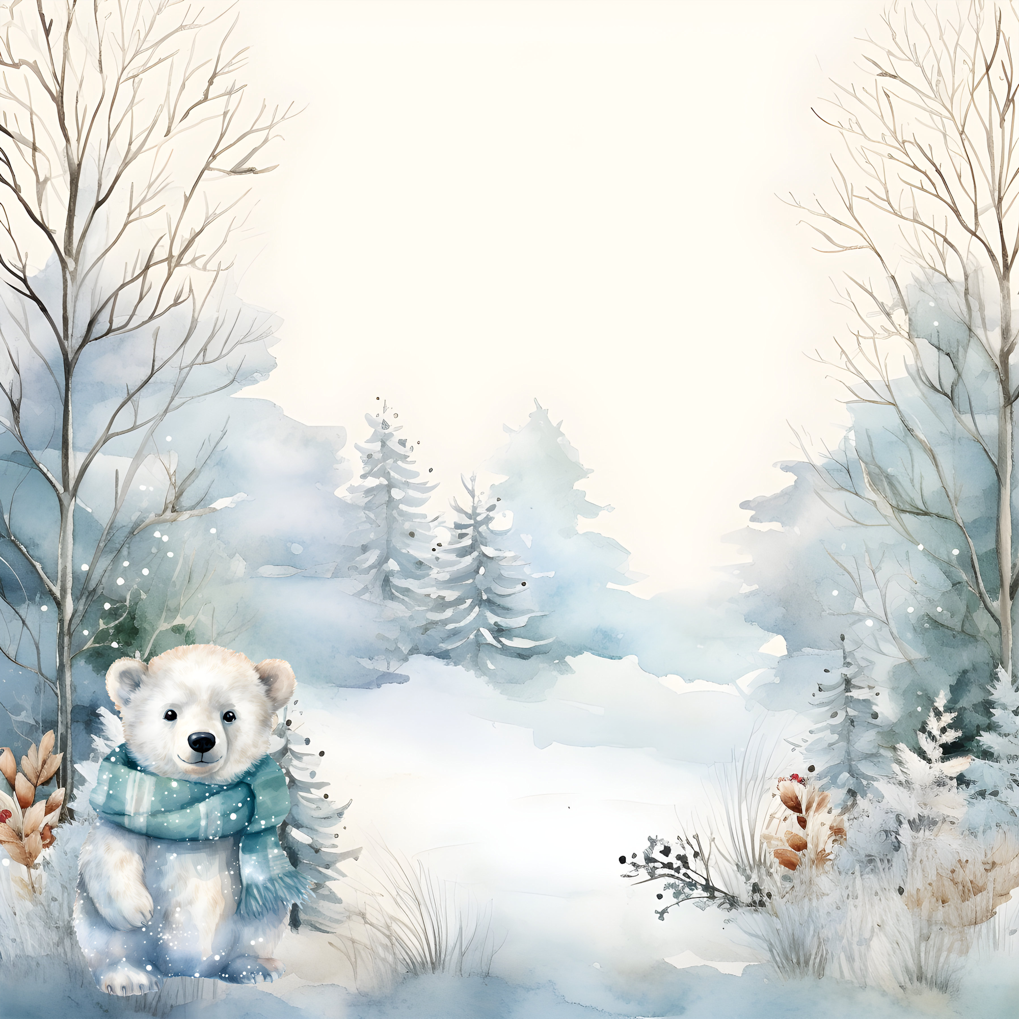 Wonderful Winter Collection Winter Polar Bears 12 x 12 Double-Sided Scrapbook Paper by SSC Designs