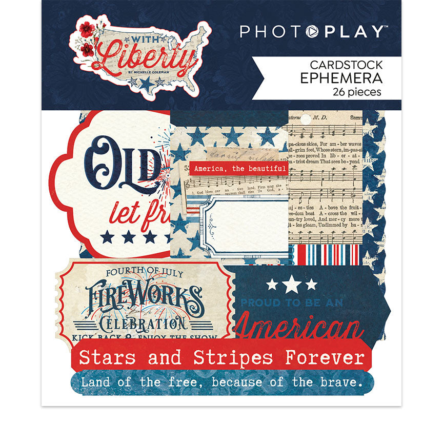 With Liberty Collection Scrapbook Ephemera Die Cut Embellishments by Photo Play Paper