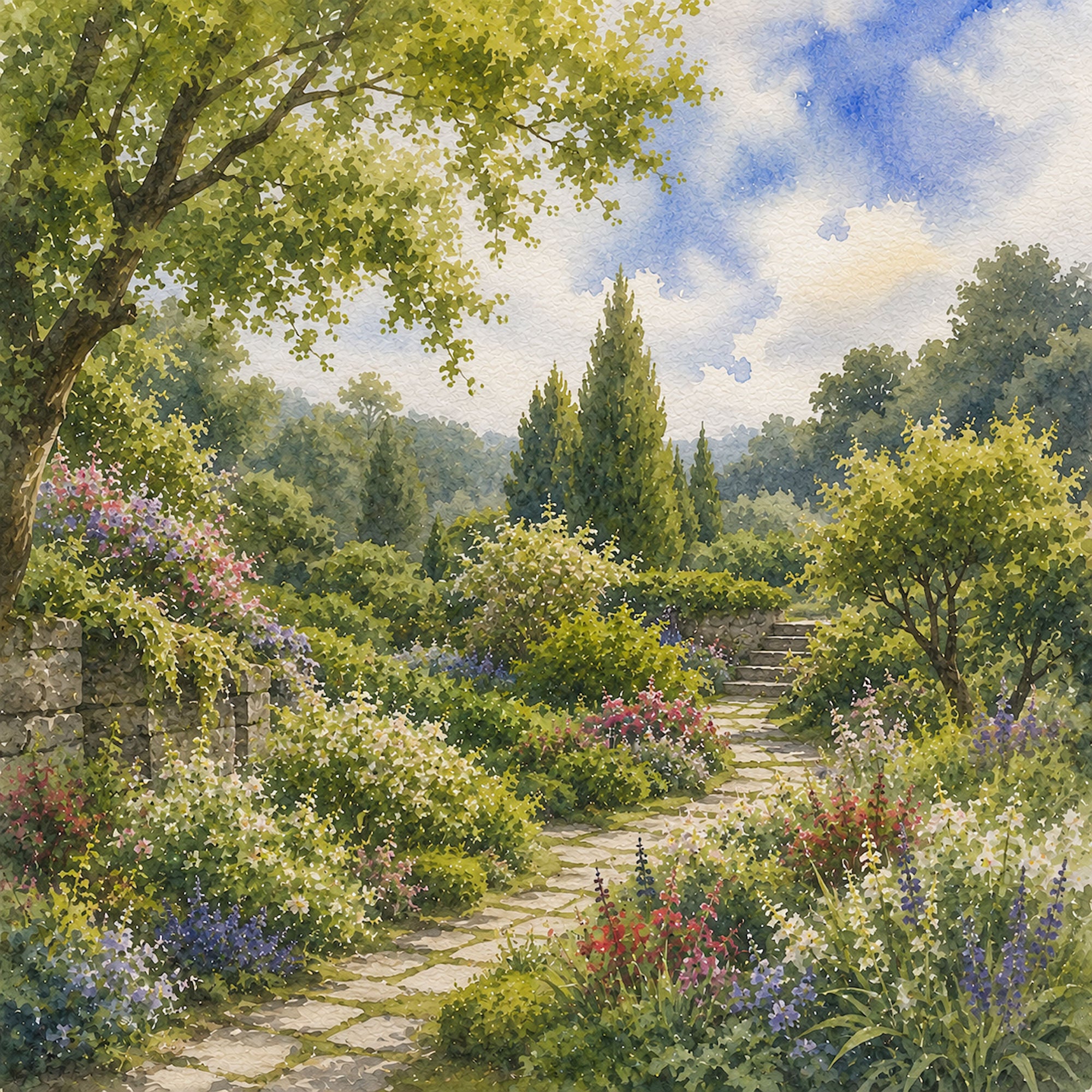 Watercolor Ireland Collection Blarney Castle 12 x 12 Double-Sided Scrapbook Paper by SSC Designs