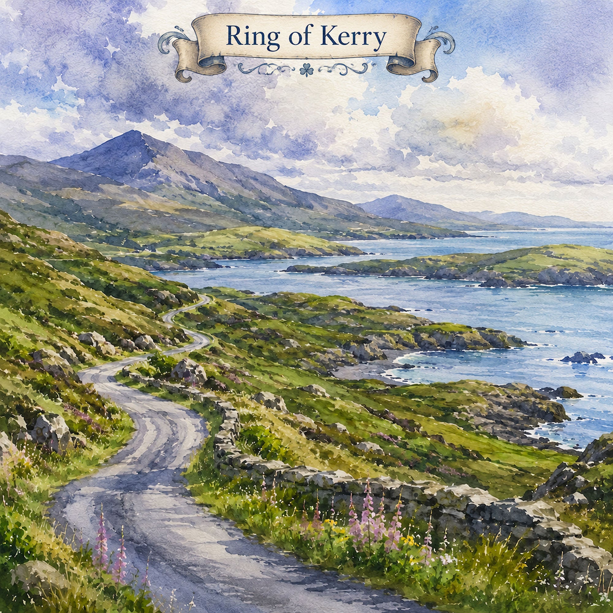 Watercolor Ireland Collection Ring of Kerry 12 x 12 Double-Sided Scrapbook Paper by SSC Designs
