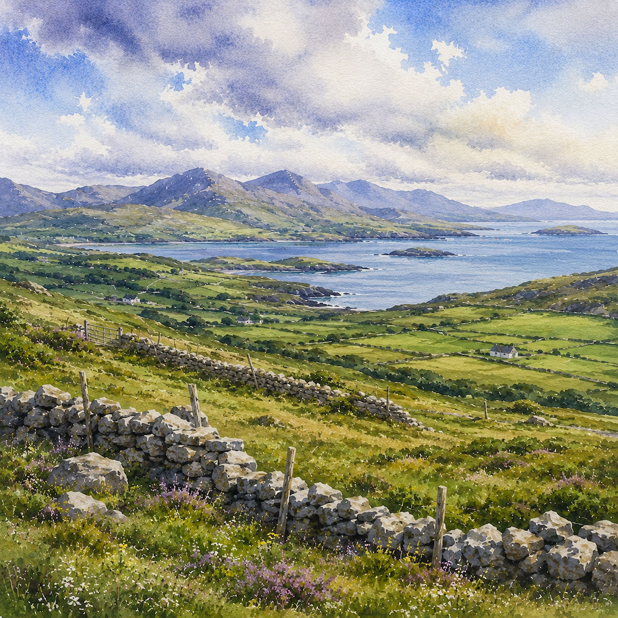 Watercolor Ireland Collection Ring of Kerry 12 x 12 Double-Sided Scrapbook Paper by SSC Designs