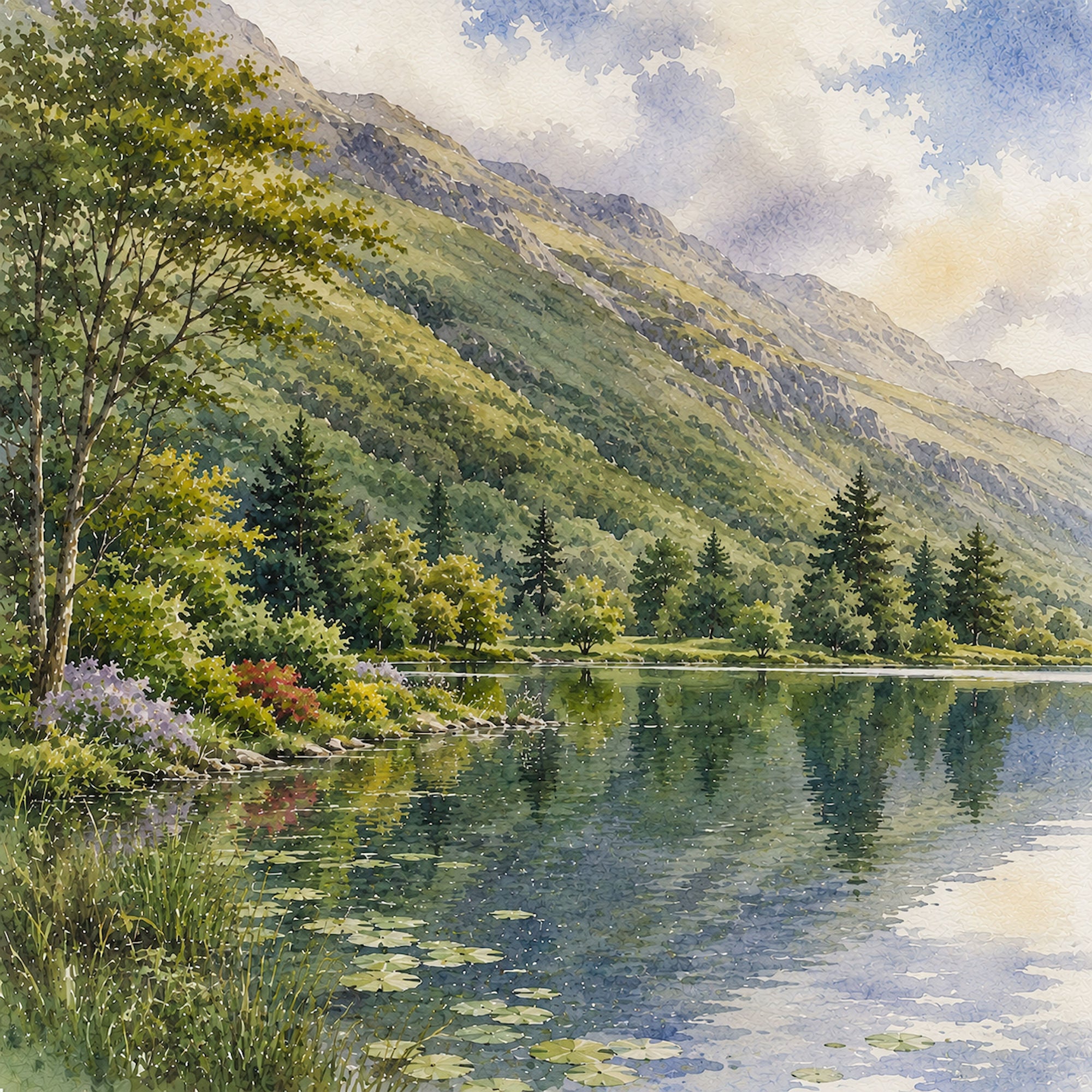 Watercolor Ireland Collection Kylemore Abbey 12 x 12 Double-Sided Scrapbook Paper by SSC Designs