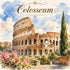 Watercolor Italy Collection Colosseum 12 x 12 Double-Sided Scrapbook Paper by SSC Designs