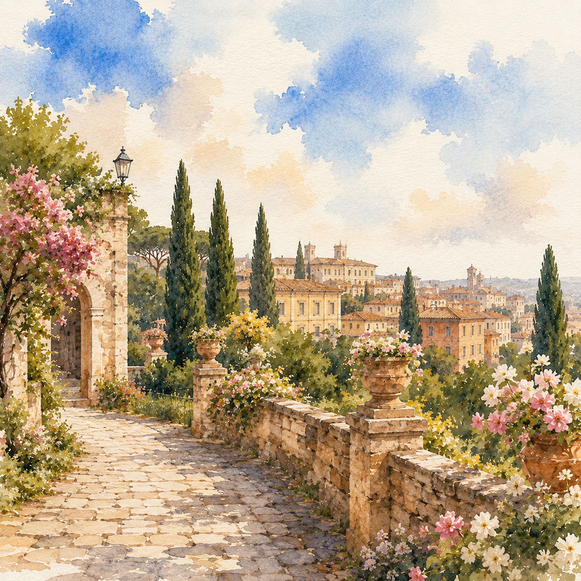 Watercolor Italy Collection Colosseum 12 x 12 Double-Sided Scrapbook Paper by SSC Designs