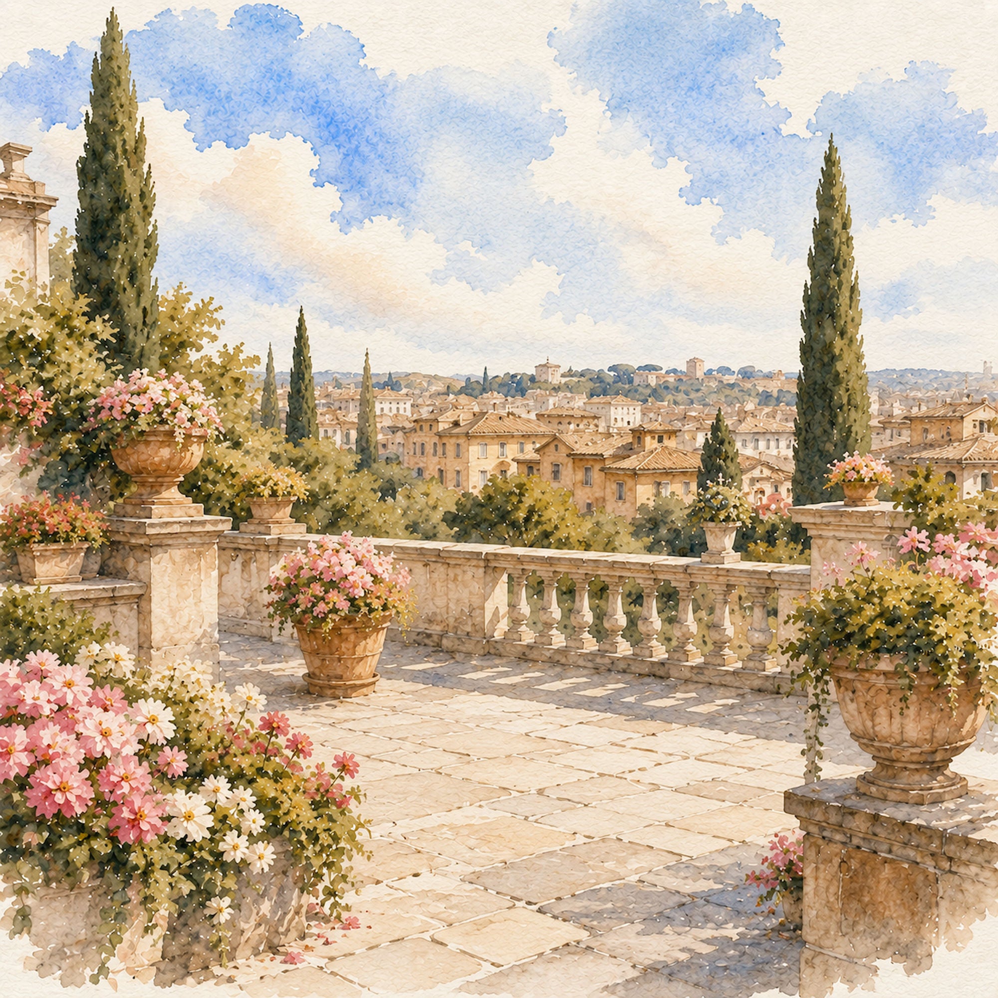 Watercolor Italy Collection St. Peter's Basilica 12 x 12 Double-Sided Scrapbook Paper by SSC Designs